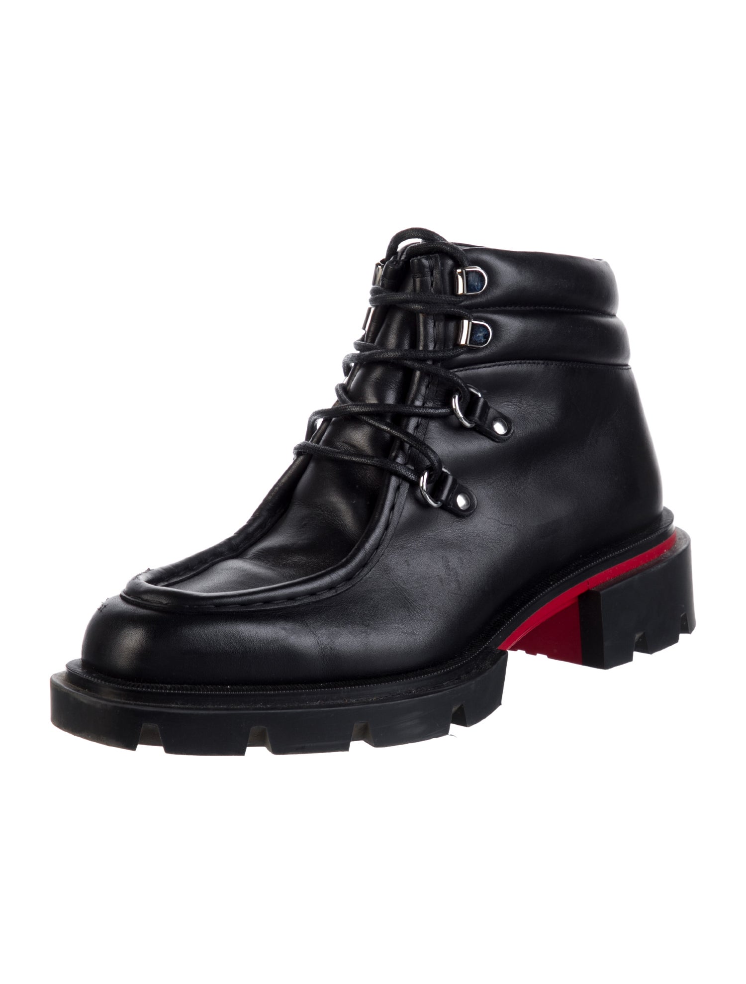 Christian Louboutin Spike Accents Leather Hiking Boots