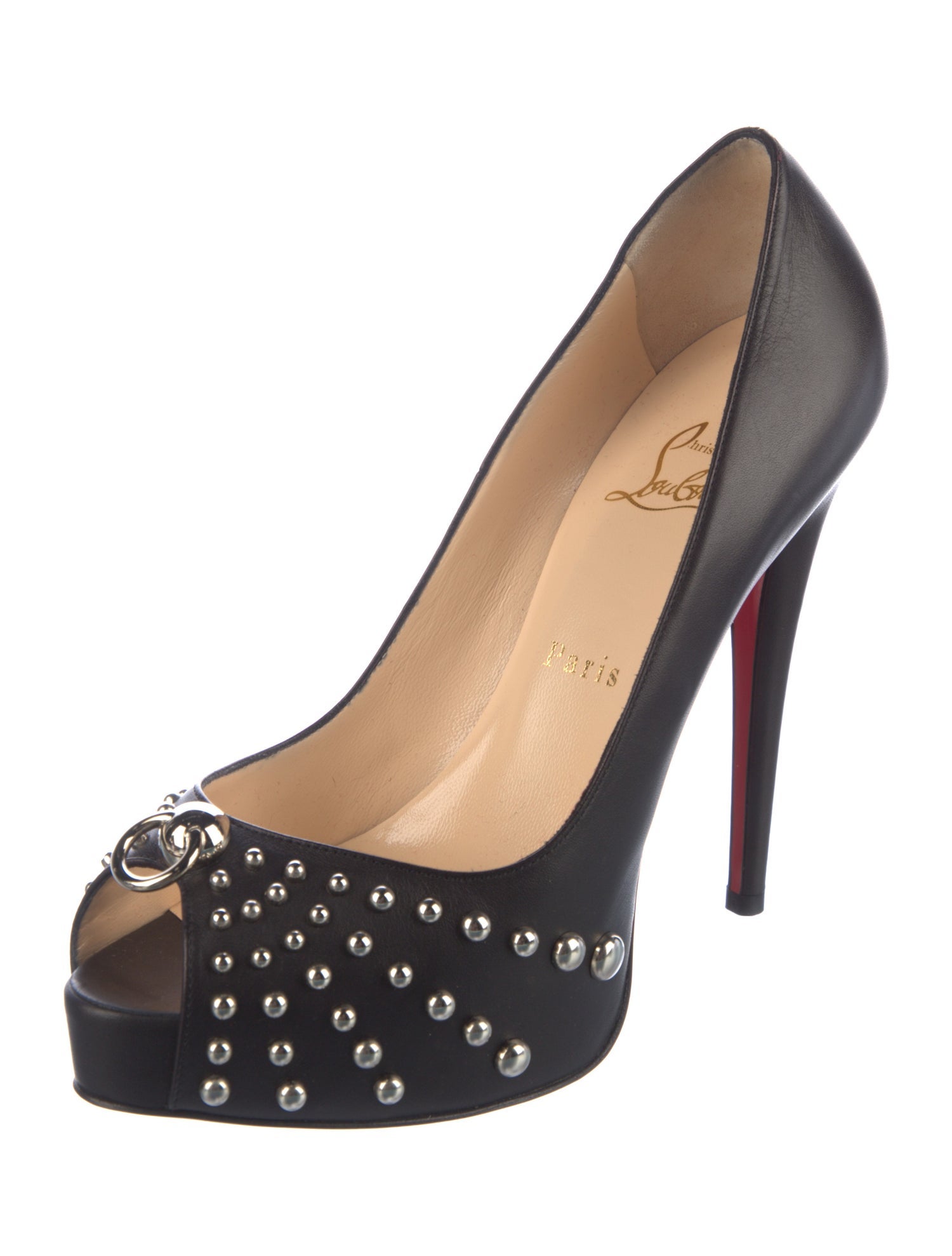 Christian Louboutin Leather Studded Accents Pumps
