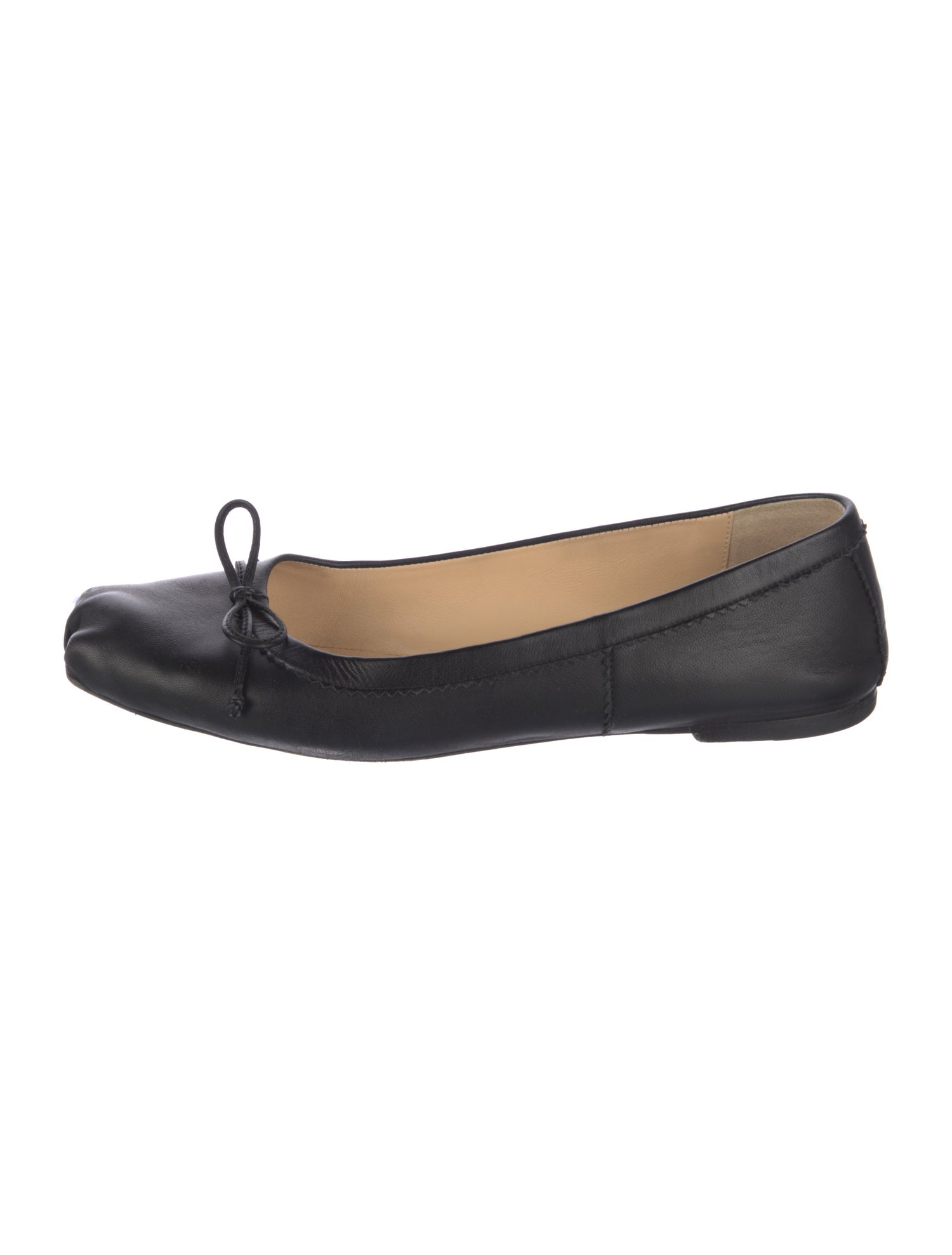 Christian Louboutin Leather Bow Accents Ballet Flats