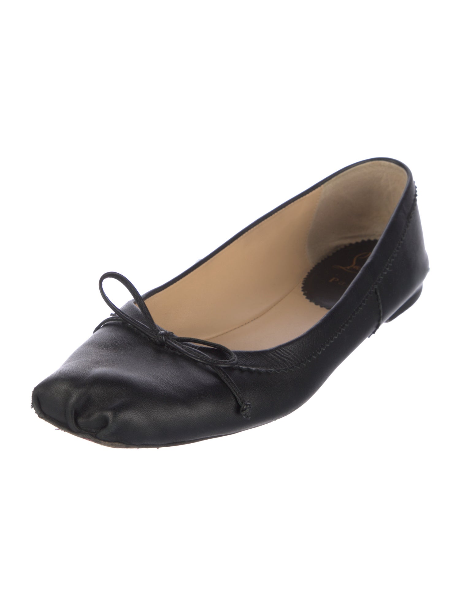 Christian Louboutin Leather Bow Accents Ballet Flats