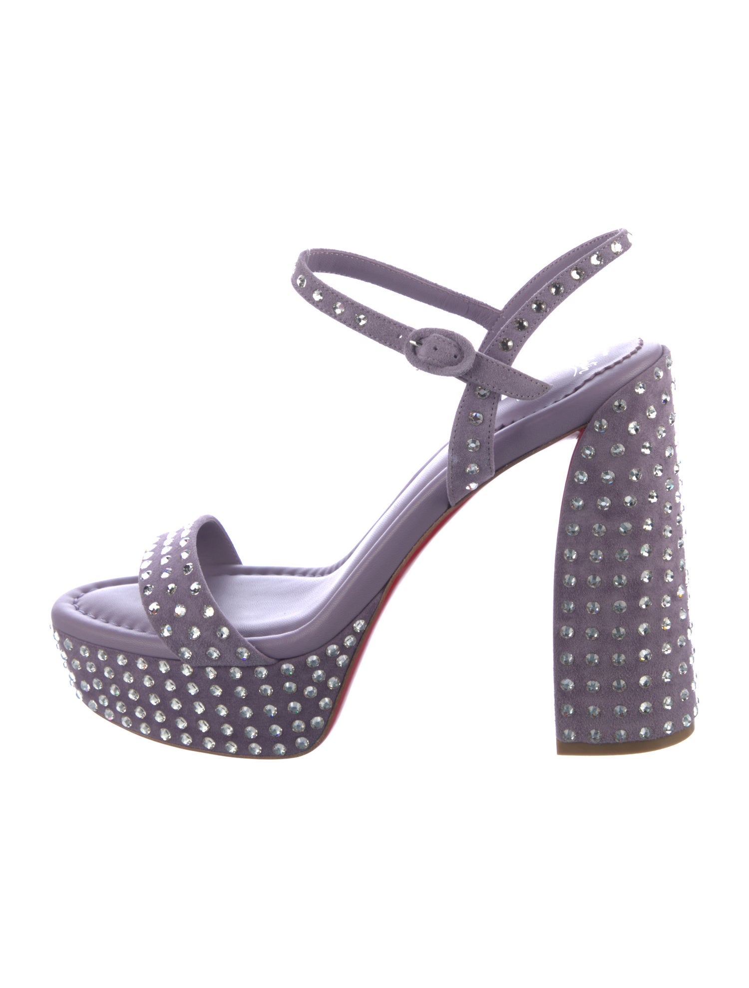 Christian Louboutin Suede Crystal Embellishments Sandals