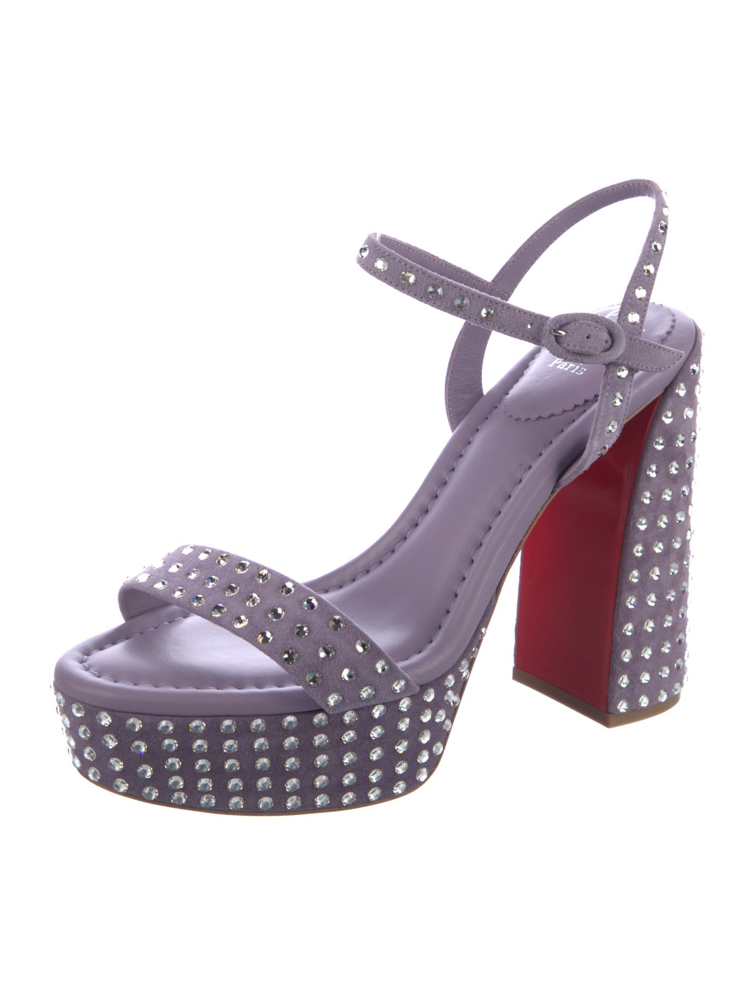 Christian Louboutin Suede Crystal Embellishments Sandals