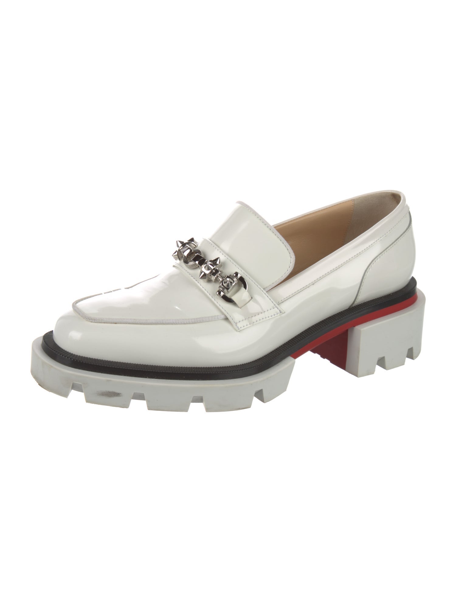 Christian Louboutin Spike Accents Patent Leather Loafers
