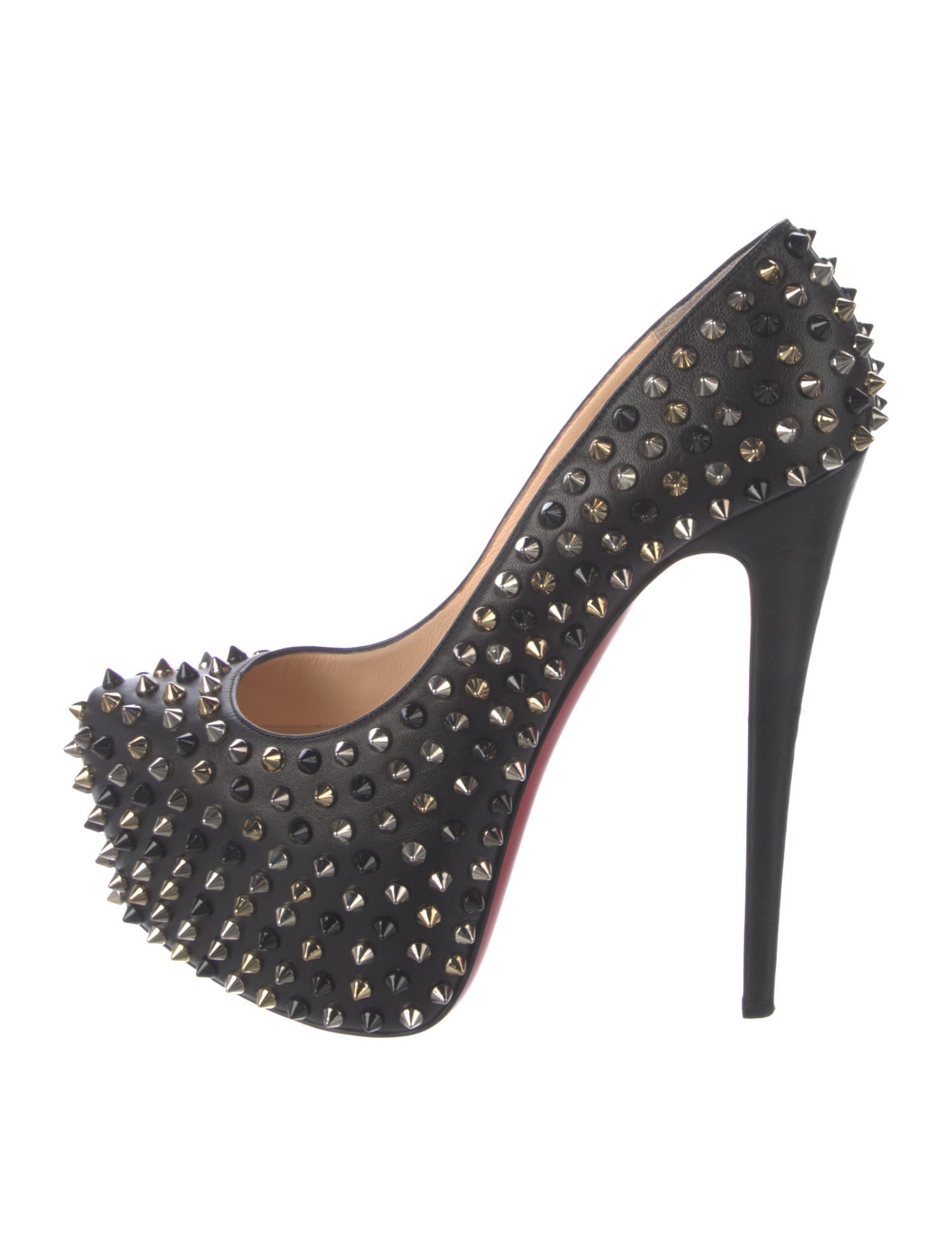 Christian Louboutin Spike Accents Leather Pumps
