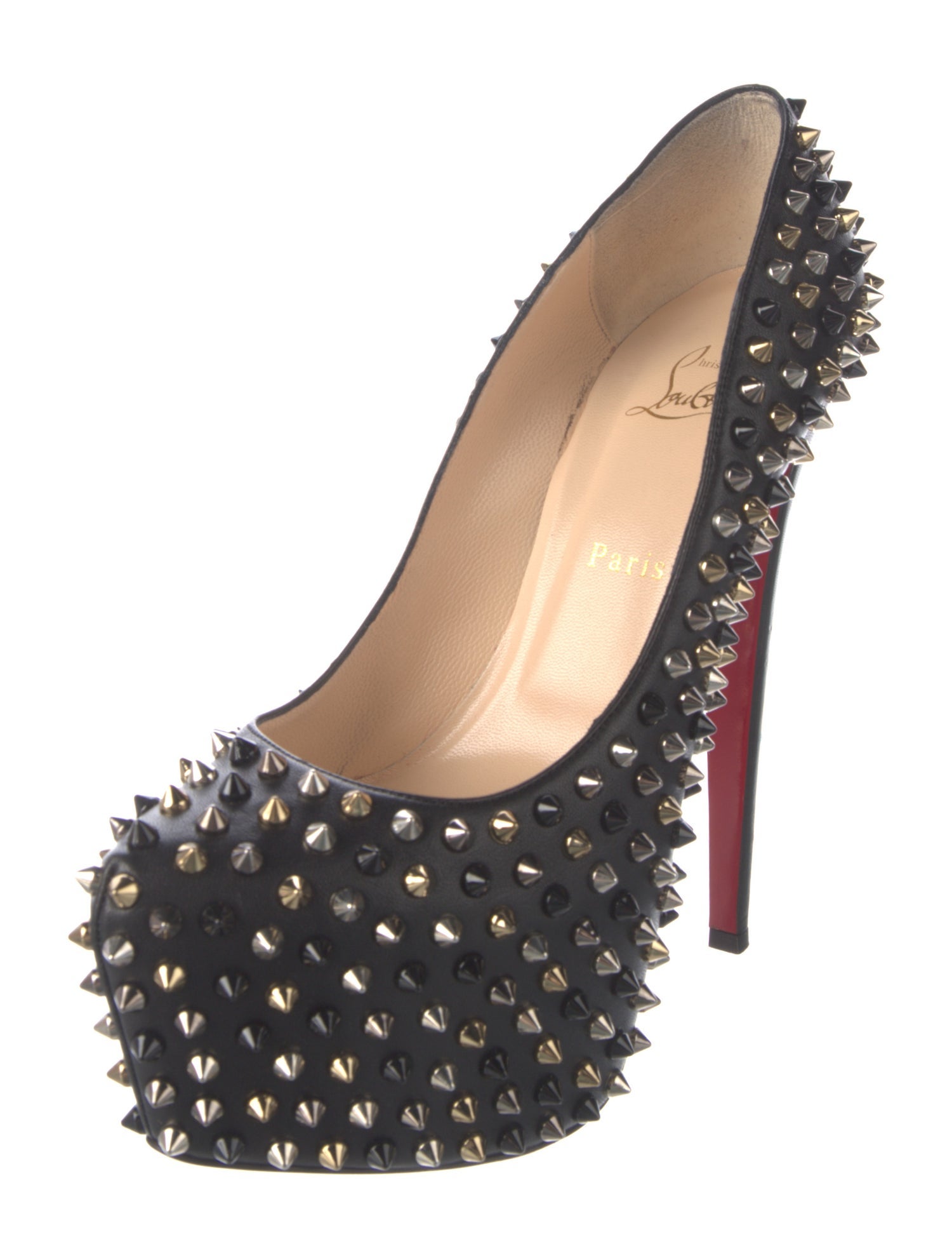 Christian Louboutin Spike Accents Leather Pumps