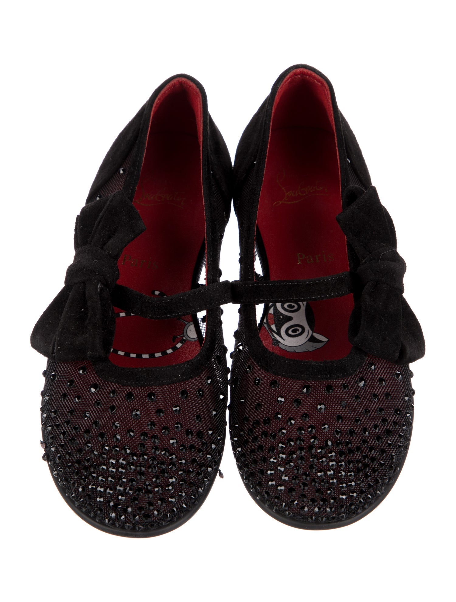 Christian Louboutin Kids Girls Suede Crystal Embellished Ballet Flats