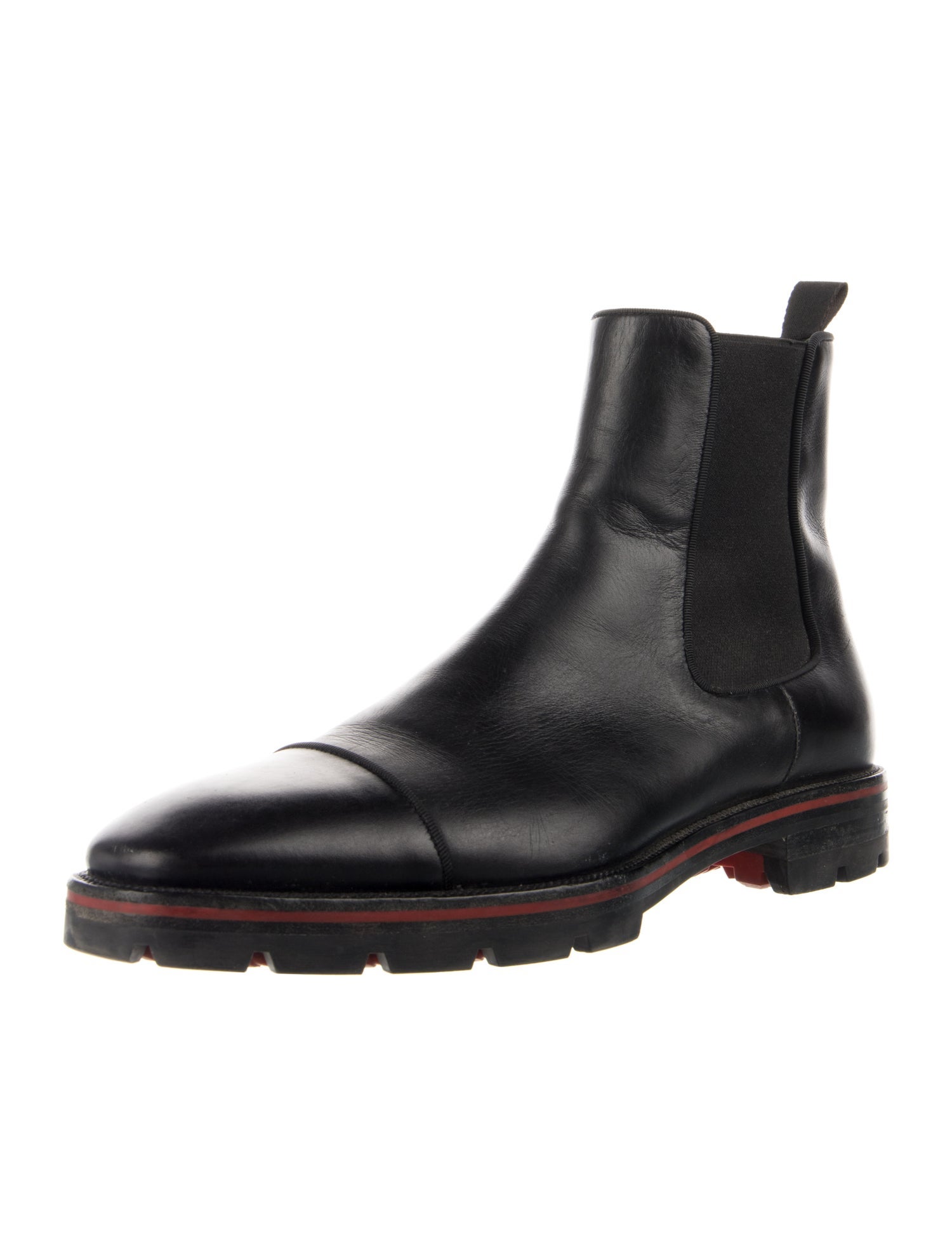 Christian Louboutin Leather Grosgrain Trim Chelsea Boots