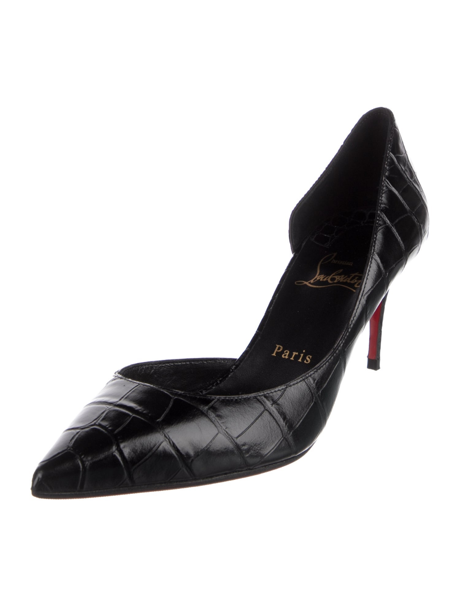 Christian Louboutin Embossed Leather Cutout Accent D'Orsay Pumps