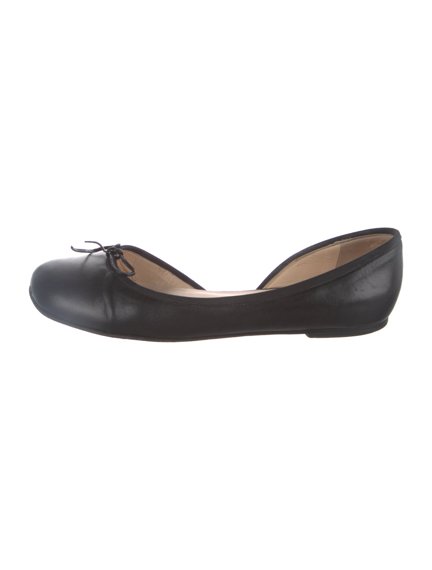 Christian Louboutin Leather Bow Accents D'Orsay Flats