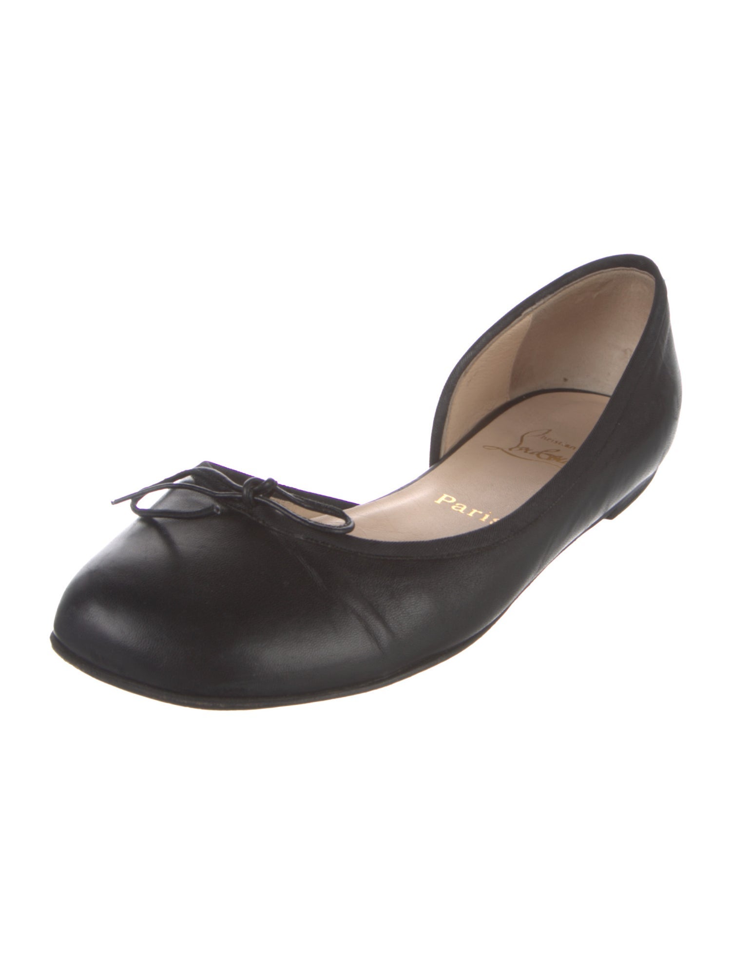 Christian Louboutin Leather Bow Accents D'Orsay Flats
