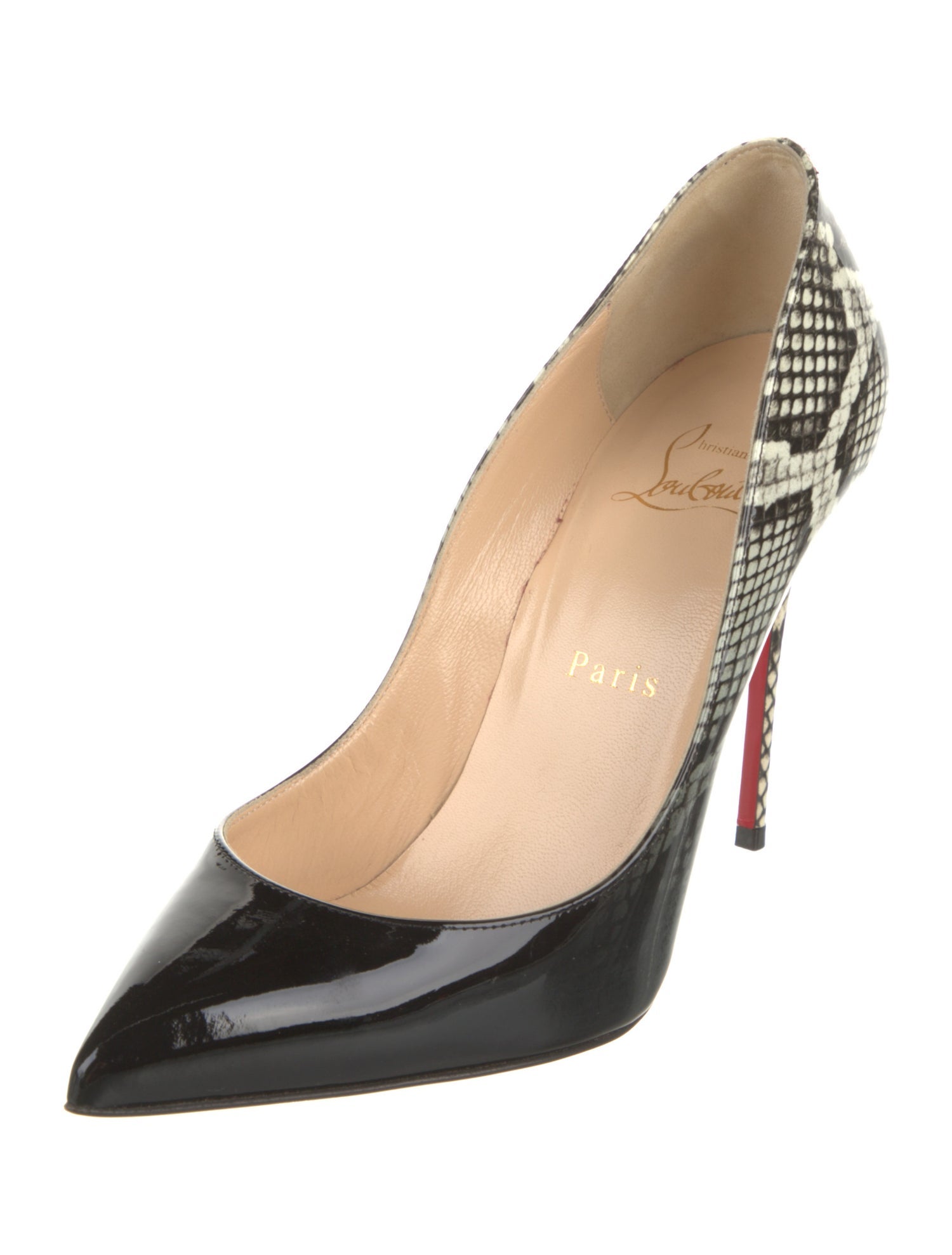 Christian Louboutin Patent Leather Animal Print Pumps