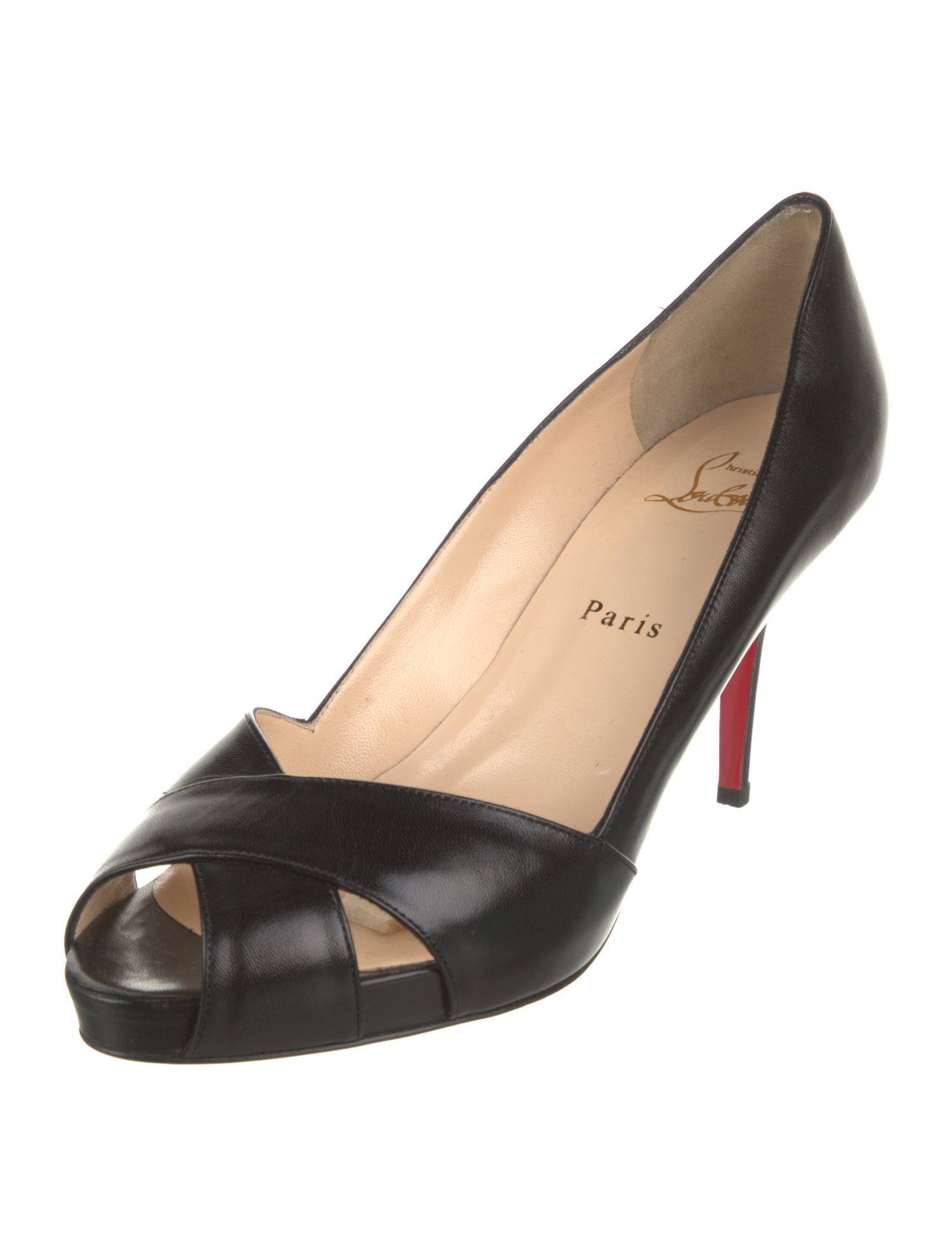 Christian Louboutin Leather Cutout Accent Pumps
