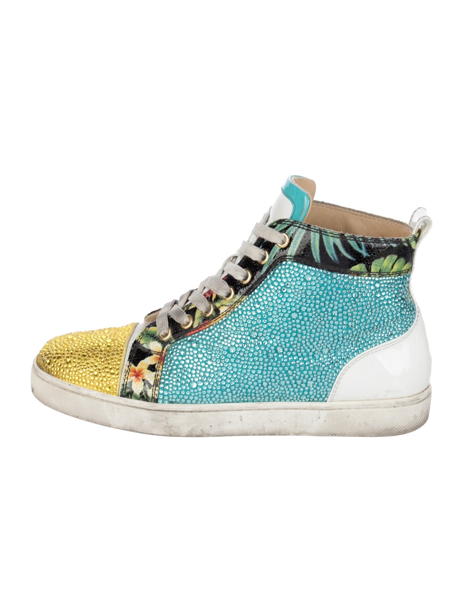 Christian Louboutin Leather Crystal Embellishments Sneakers