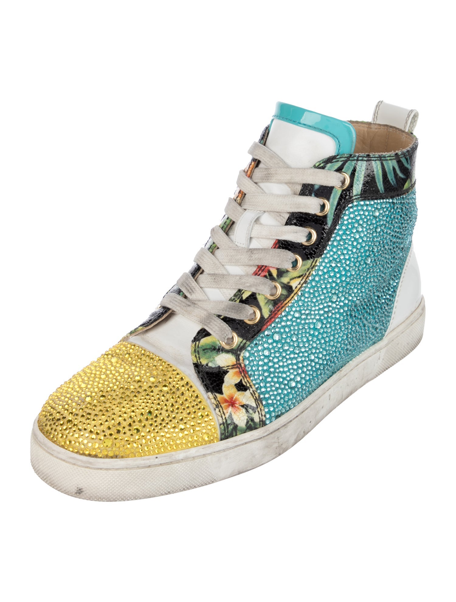 Christian Louboutin Leather Crystal Embellishments Sneakers