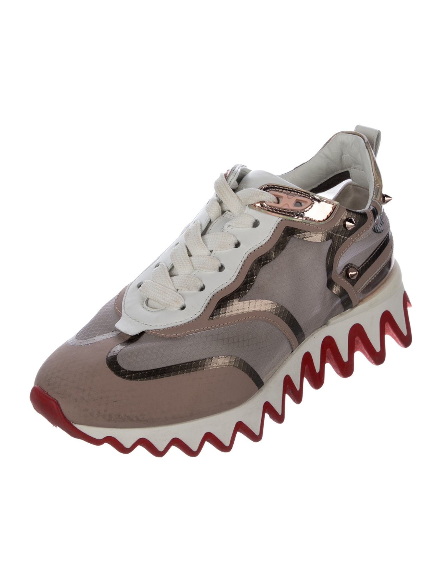 Christian Louboutin Spike Accents Mesh Sneakers
