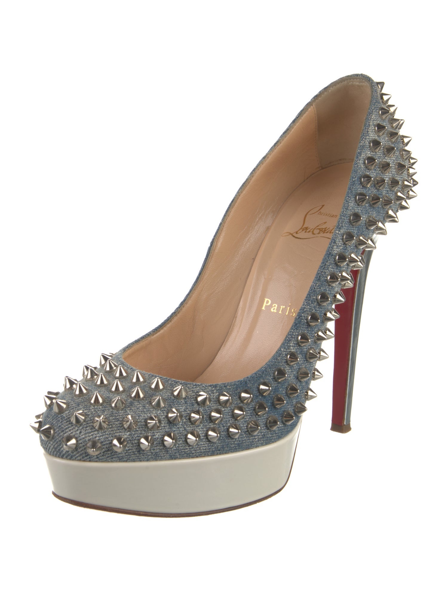 Christian Louboutin Bianca Spikes 140 Jean Patent Platform Spike Accents Pumps