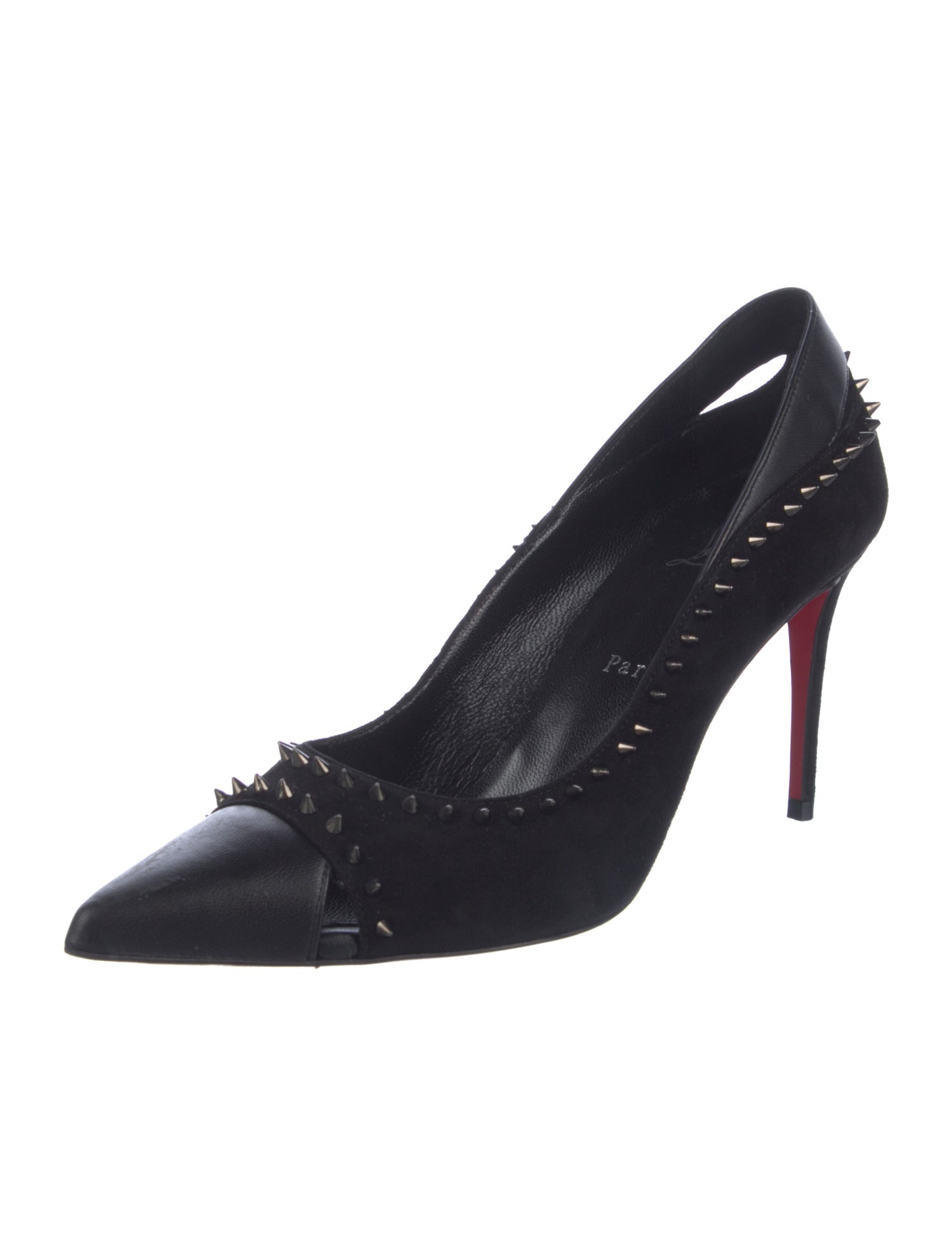 Christian Louboutin Spike Accents Suede Pumps