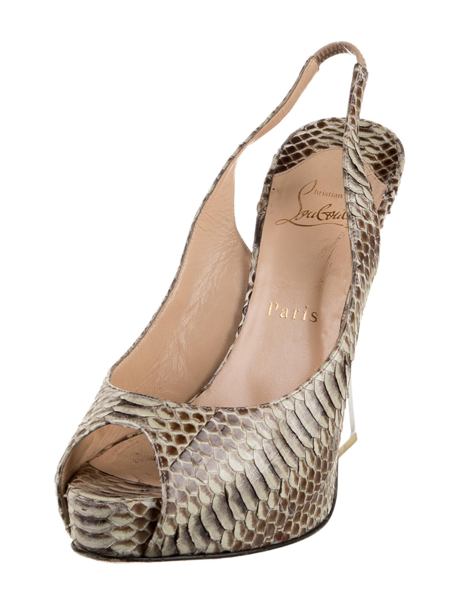 Christian Louboutin Snakeskin Animal Print Slingback Pumps
