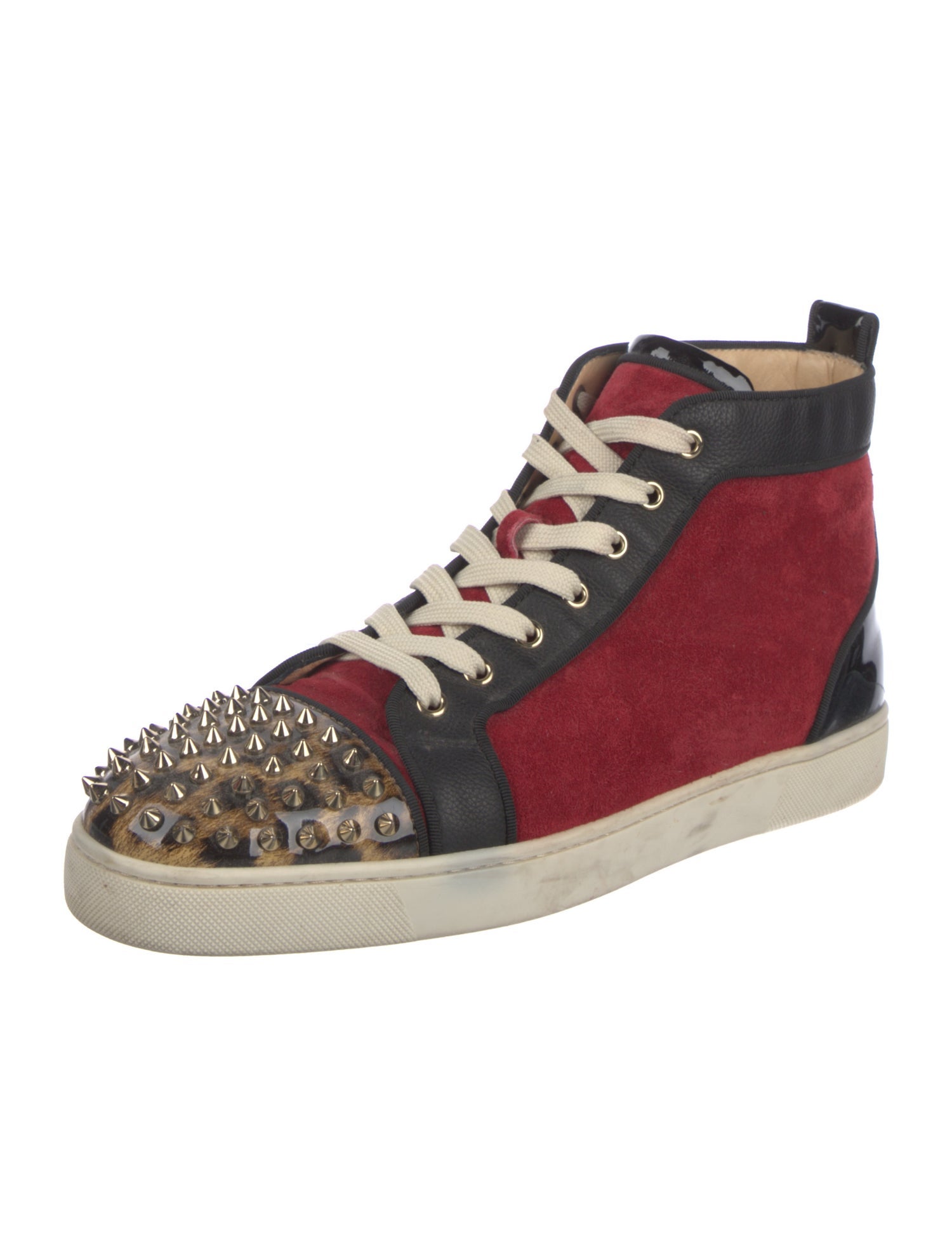 Christian Louboutin Suede Colorblock Pattern Sneakers
