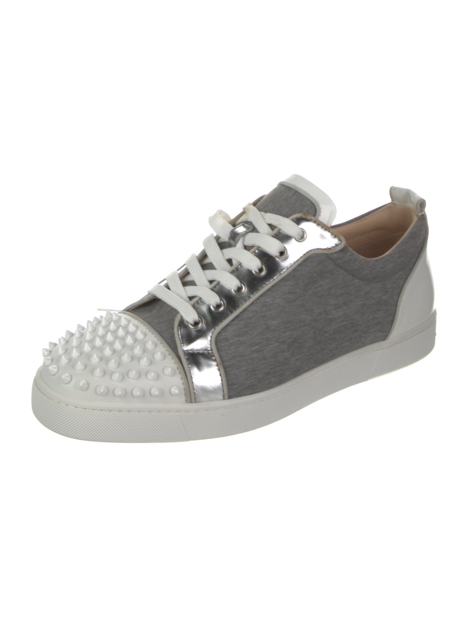 Christian Louboutin Spike Accents Colorblock Pattern Sneakers