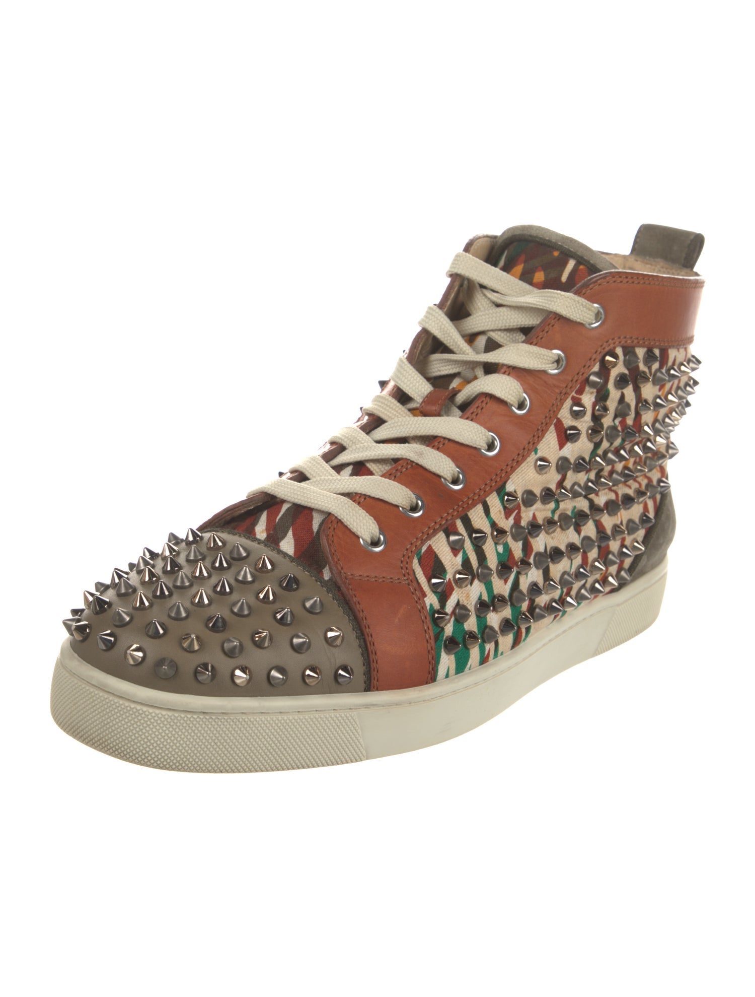 Christian Louboutin Spike Accents Leather Sneakers