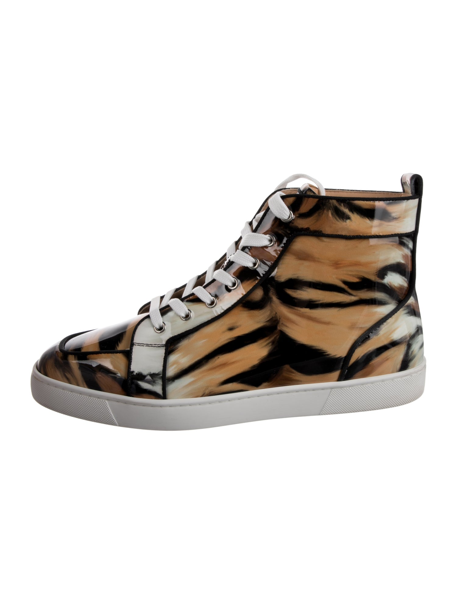 Christian Louboutin Patent Leather Animal Print Sneakers