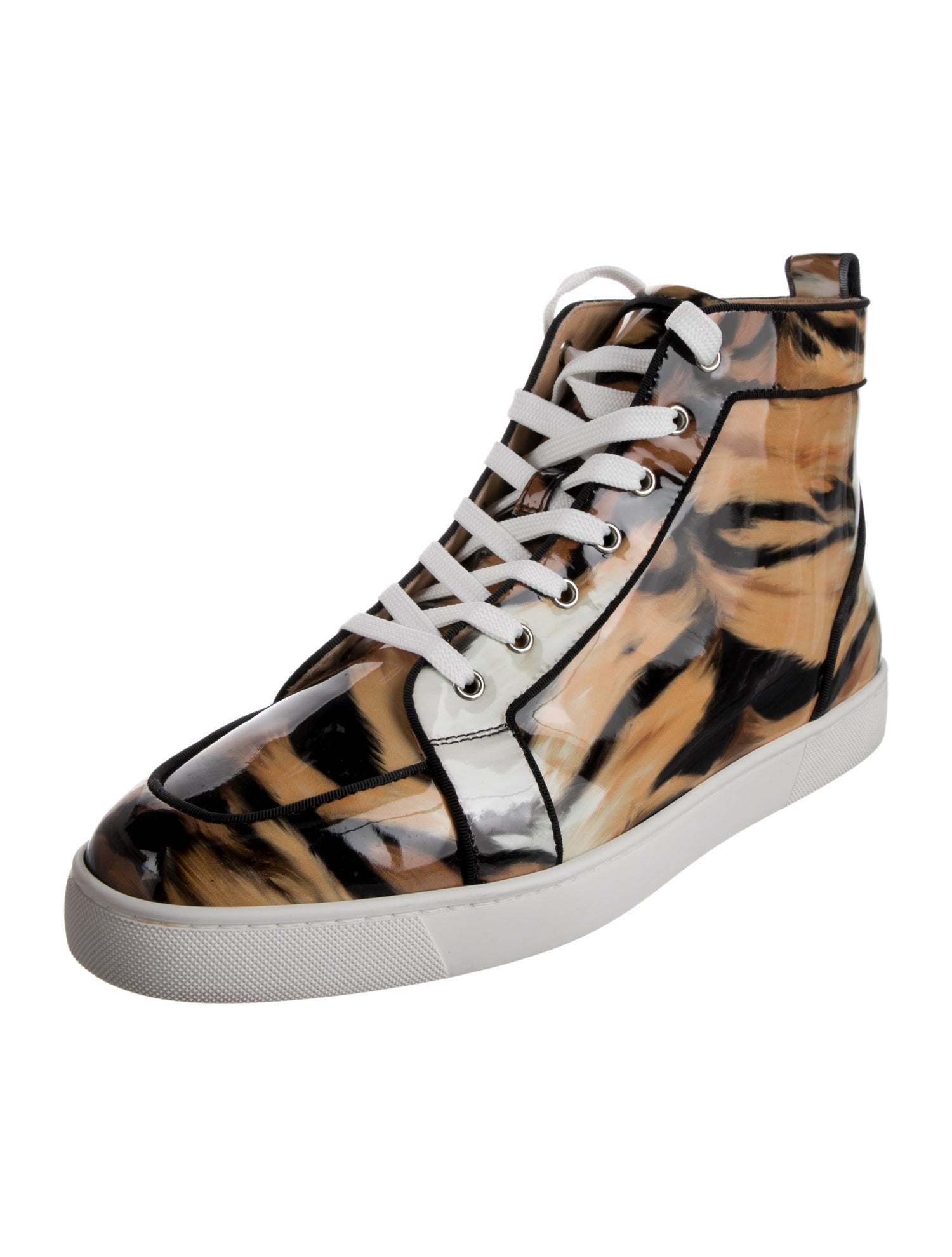 Christian Louboutin Patent Leather Animal Print Sneakers