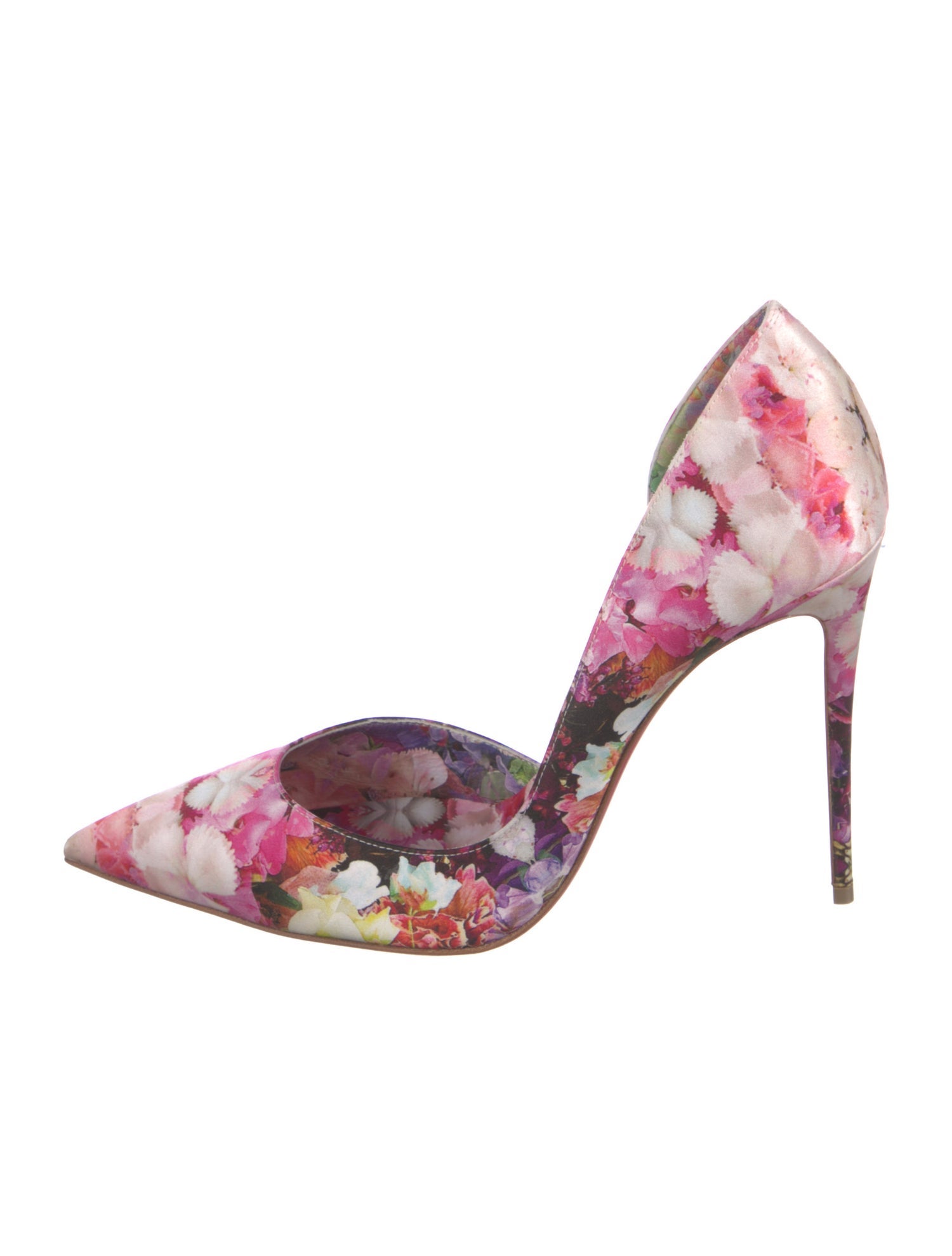 Christian Louboutin Leather Floral Print D'Orsay Pumps