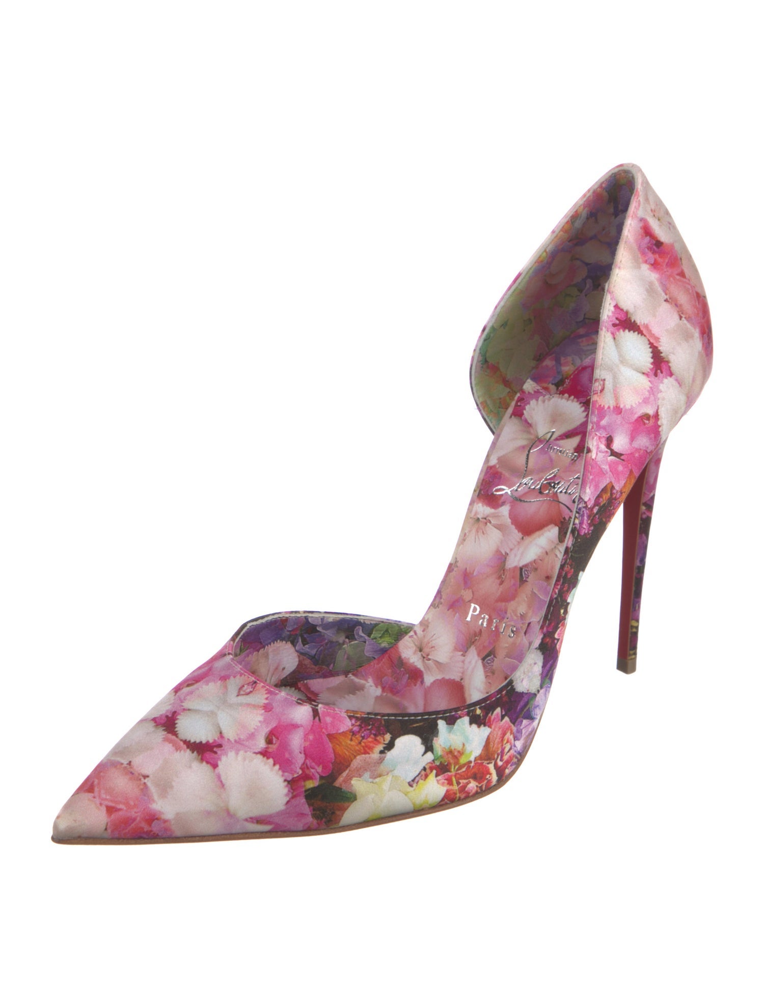 Christian Louboutin Leather Floral Print D'Orsay Pumps