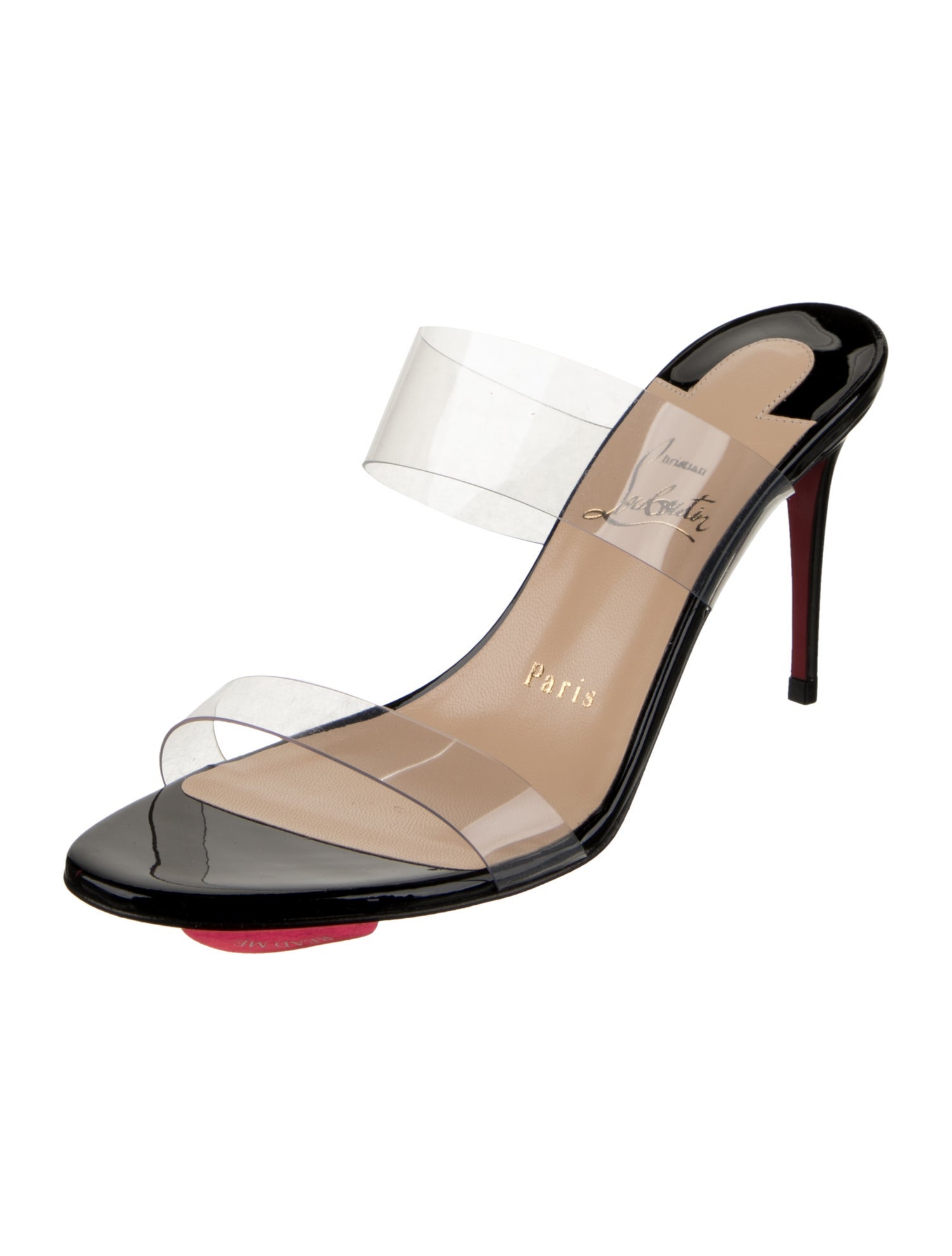 Christian Louboutin PVC Leather Trim Embellishment Slides