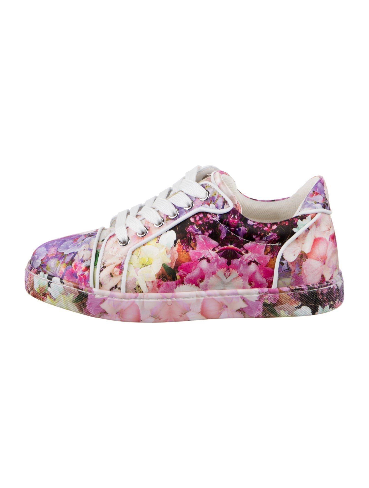 Christian Louboutin Satin Floral Print Sneakers