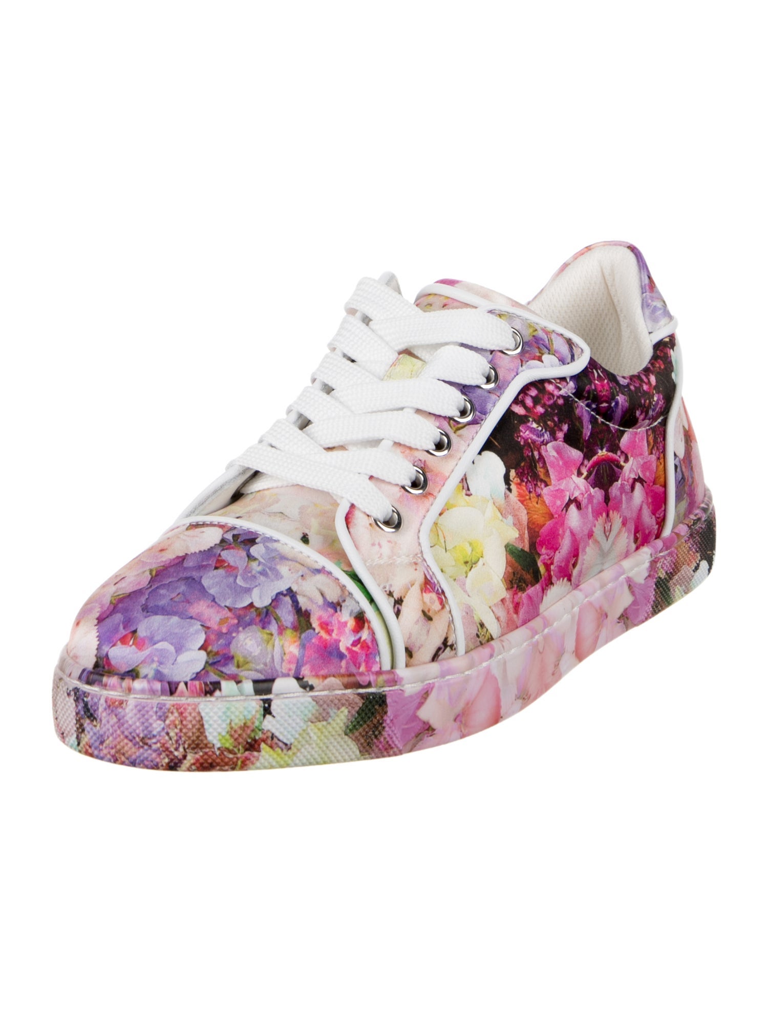 Christian Louboutin Satin Floral Print Sneakers