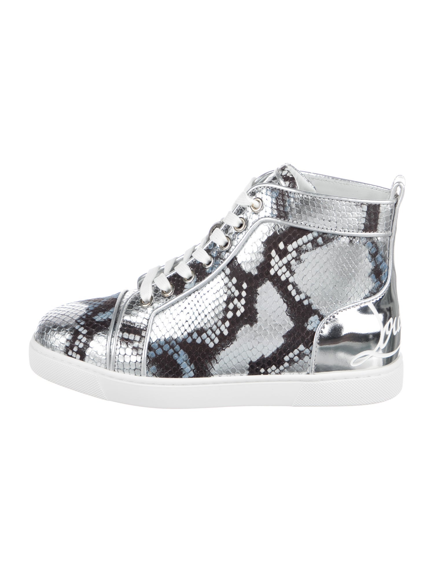 Christian Louboutin Leather Animal Print Wedge Sneakers
