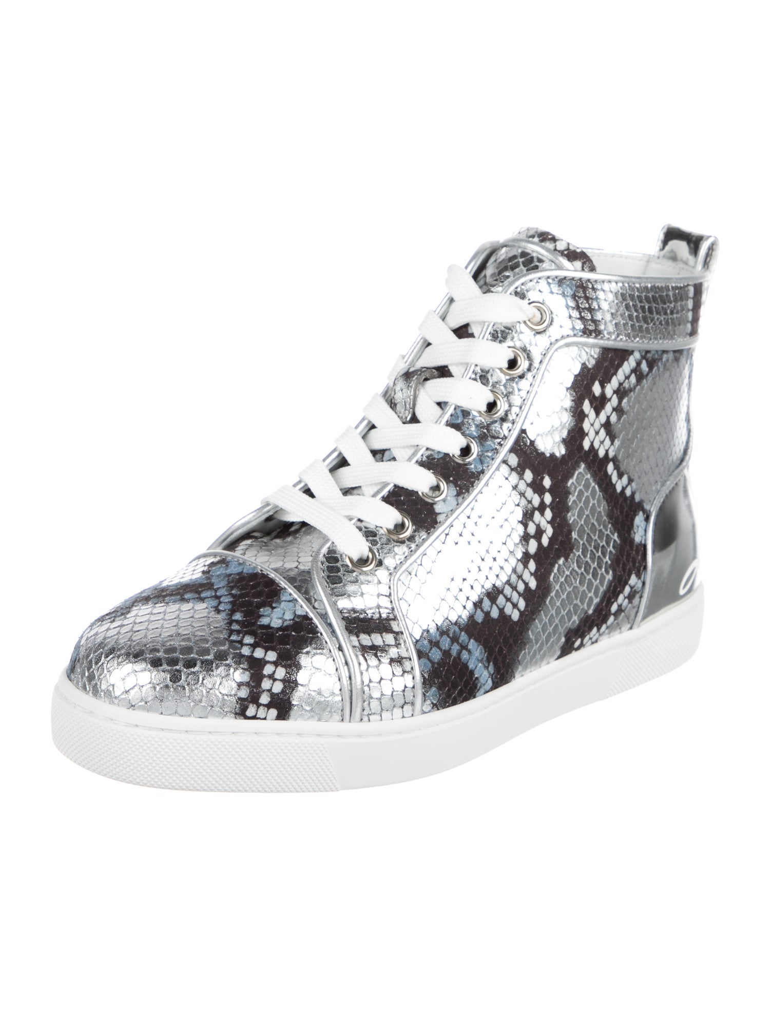 Christian Louboutin Leather Animal Print Wedge Sneakers