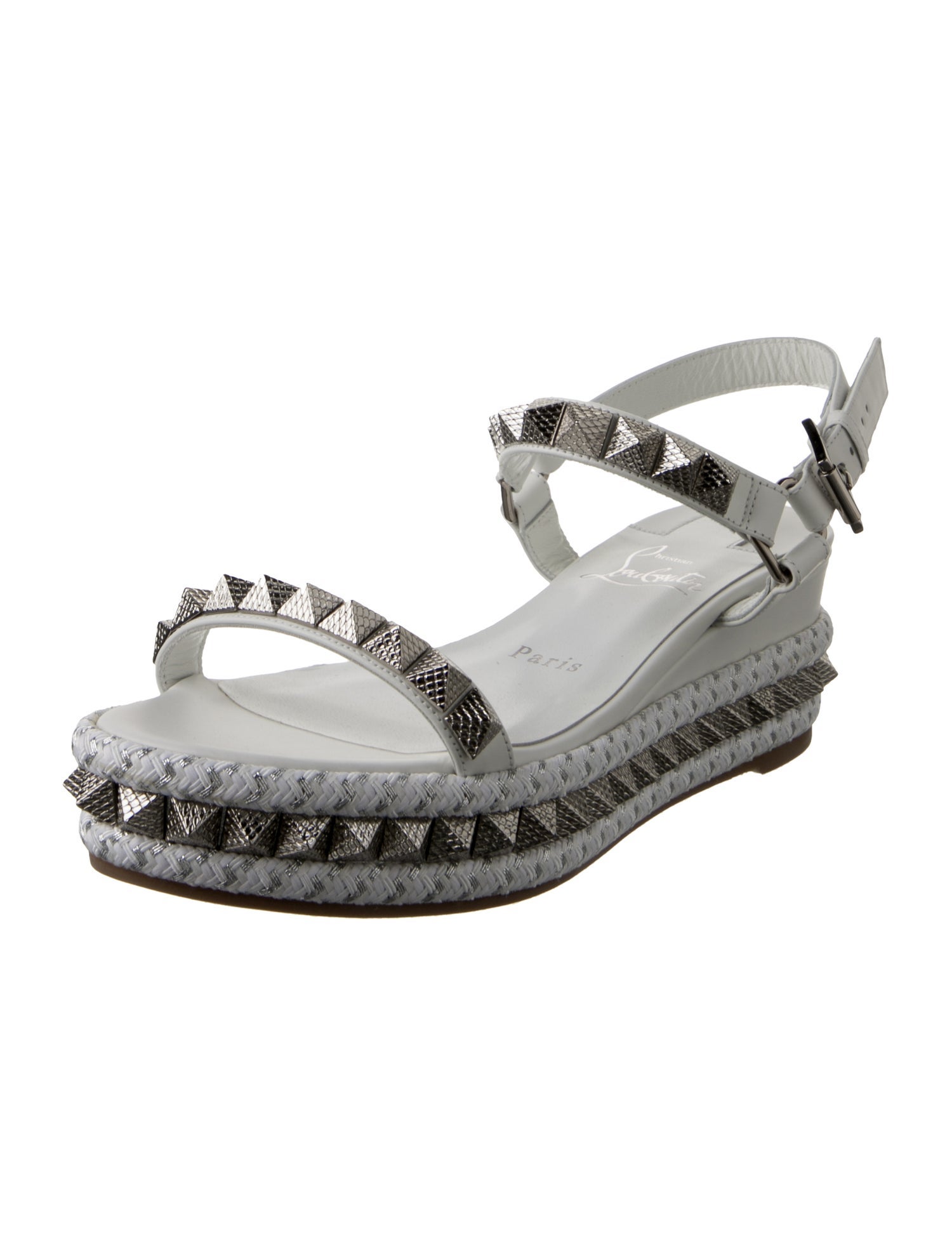 Christian Louboutin Leather Studded Accents Espadrilles