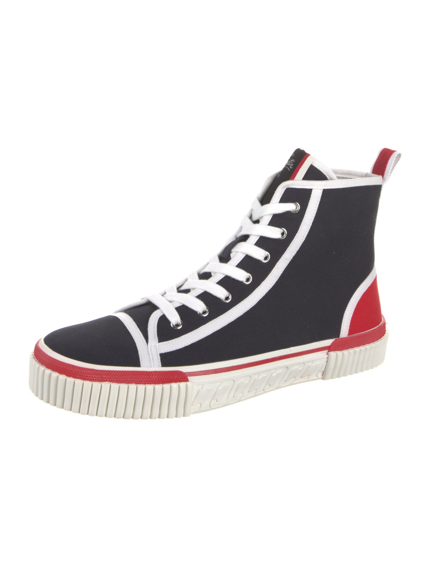 Christian Louboutin Canvas Colorblock Pattern Sneakers