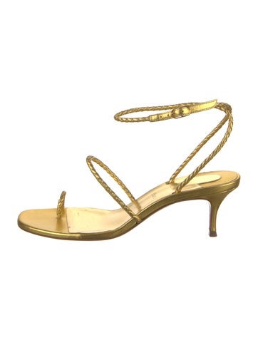 Pre-owned Christian Louboutin Leather Braided Accents Sandals In Gold