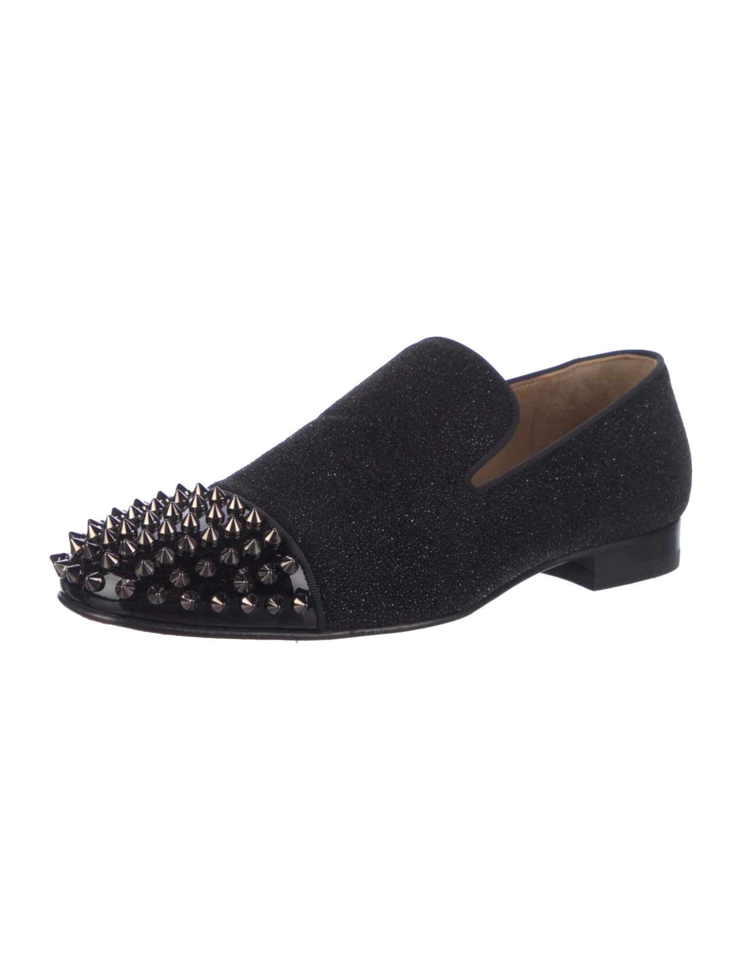 Christian Louboutin Spike Accents Glitter Accents Loafers