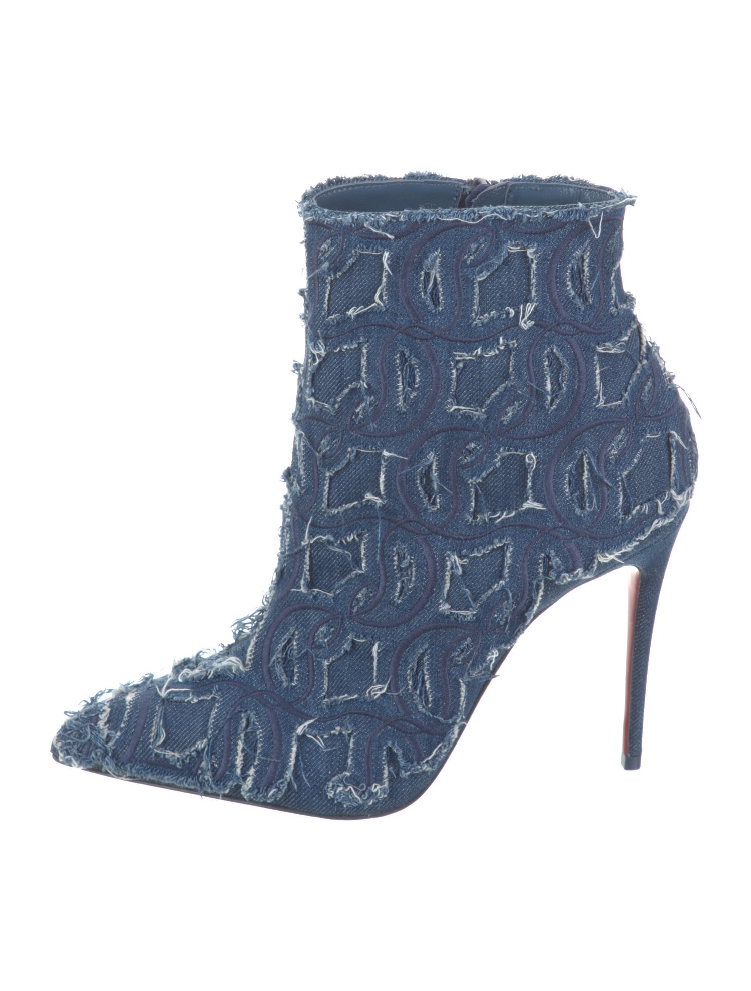 Christian Louboutin Denim Distressed Accents Boots w/ Tags