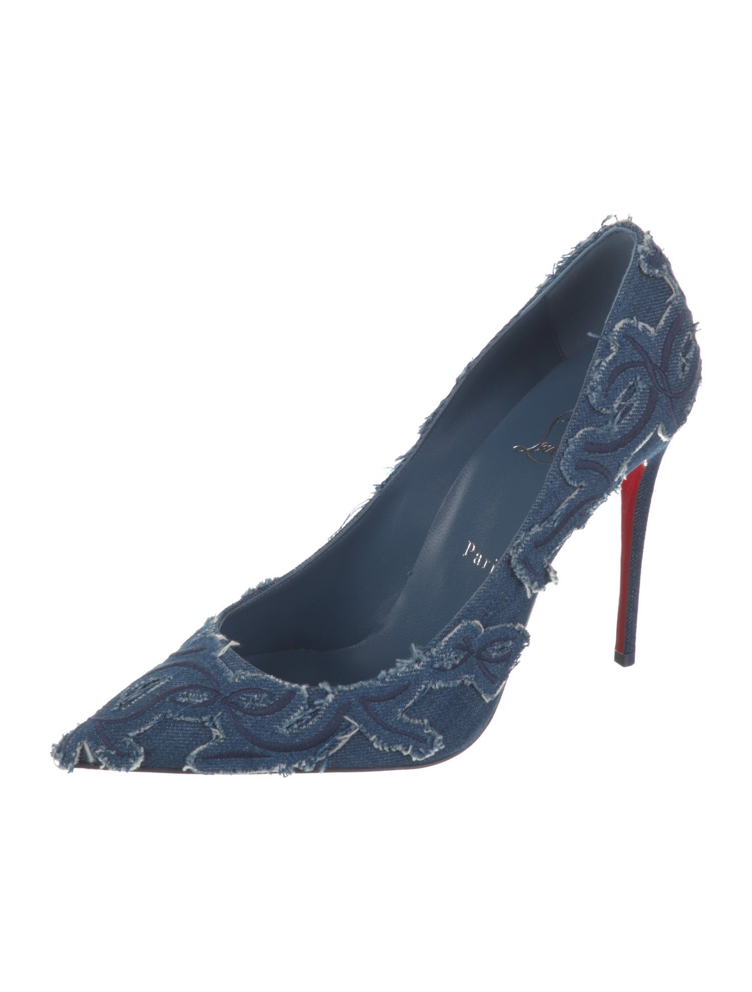 Christian Louboutin Denim Distressed Accents Pumps w/ Tags