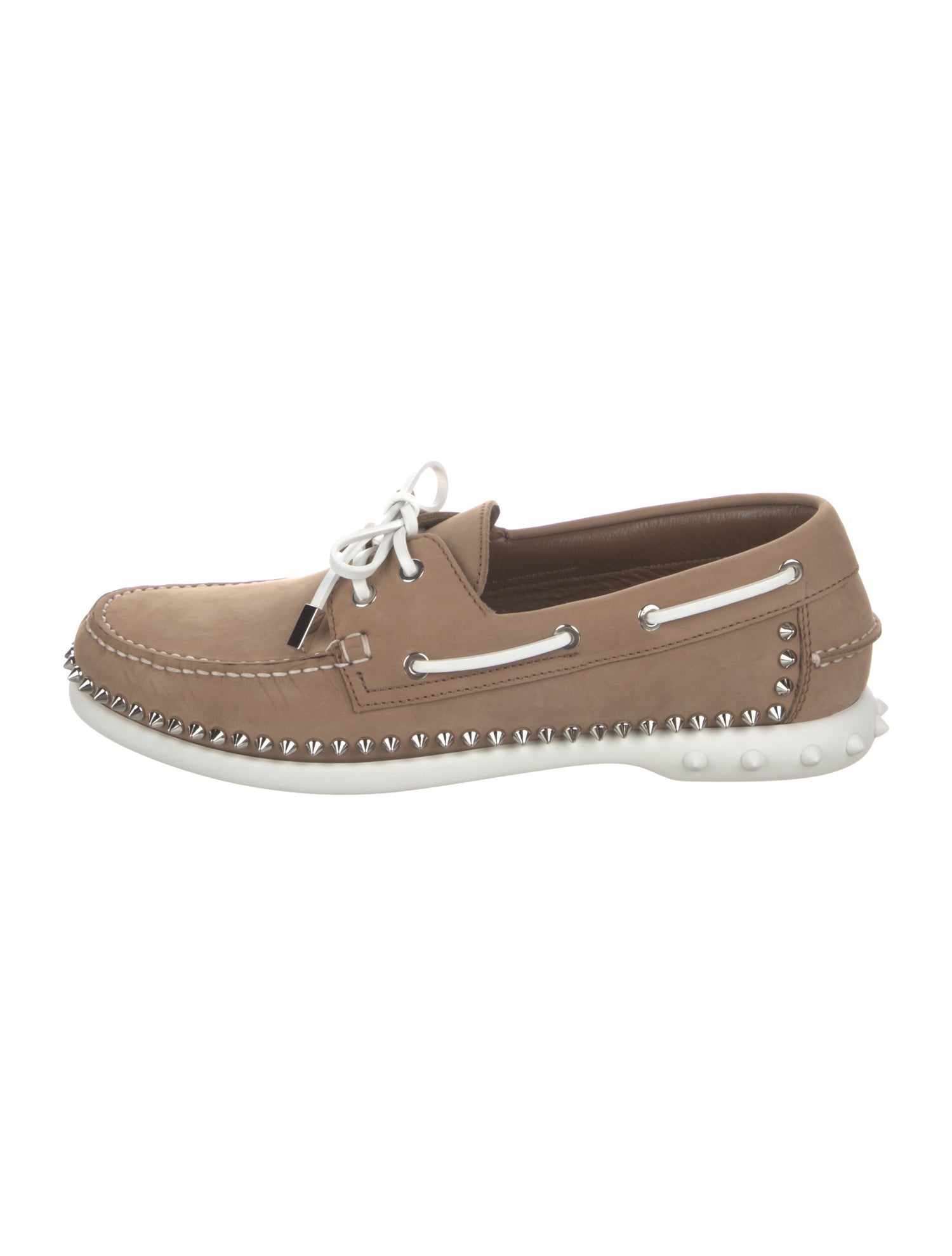 Christian Louboutin Suede Studded Accents Boat Shoes