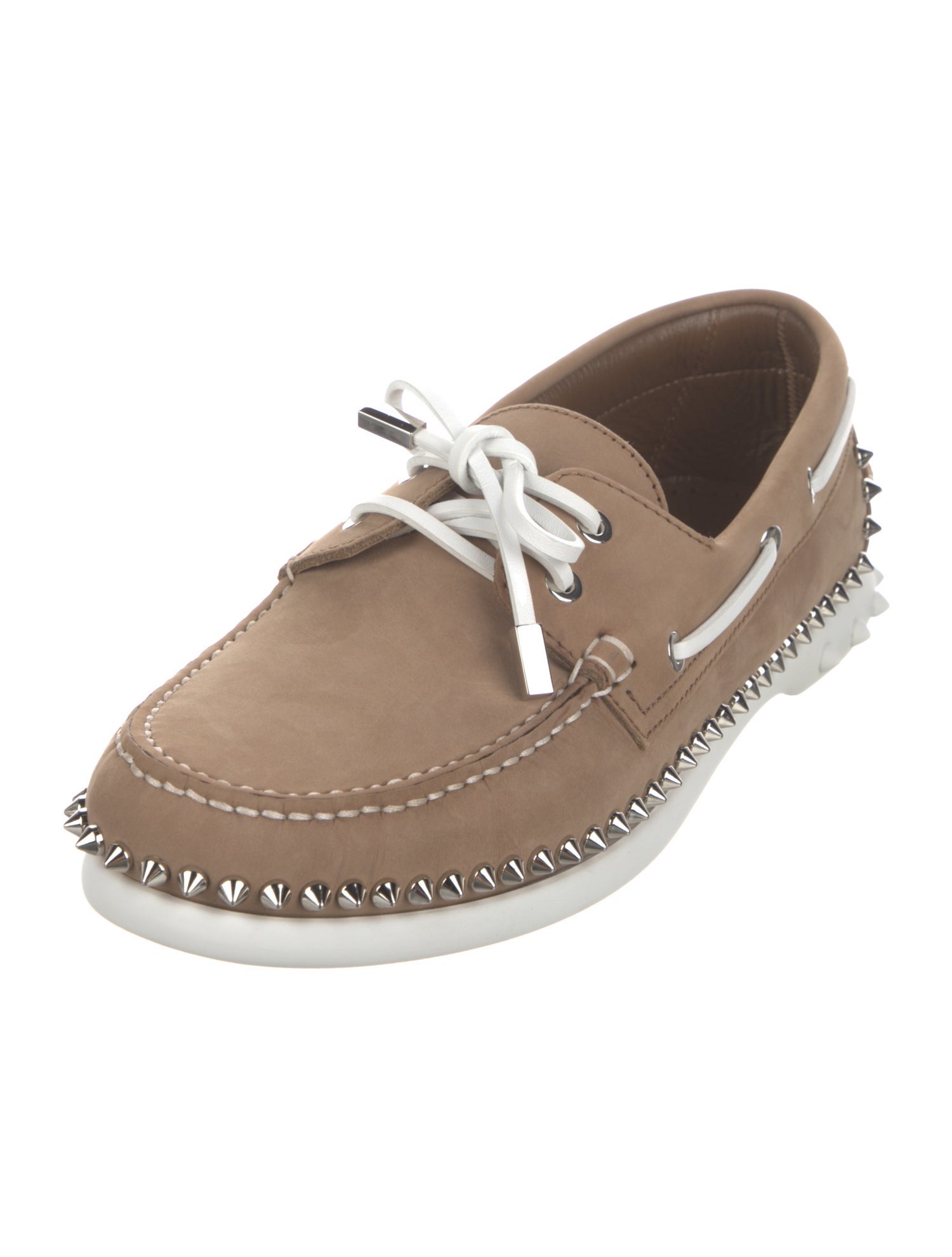 Christian Louboutin Suede Studded Accents Boat Shoes