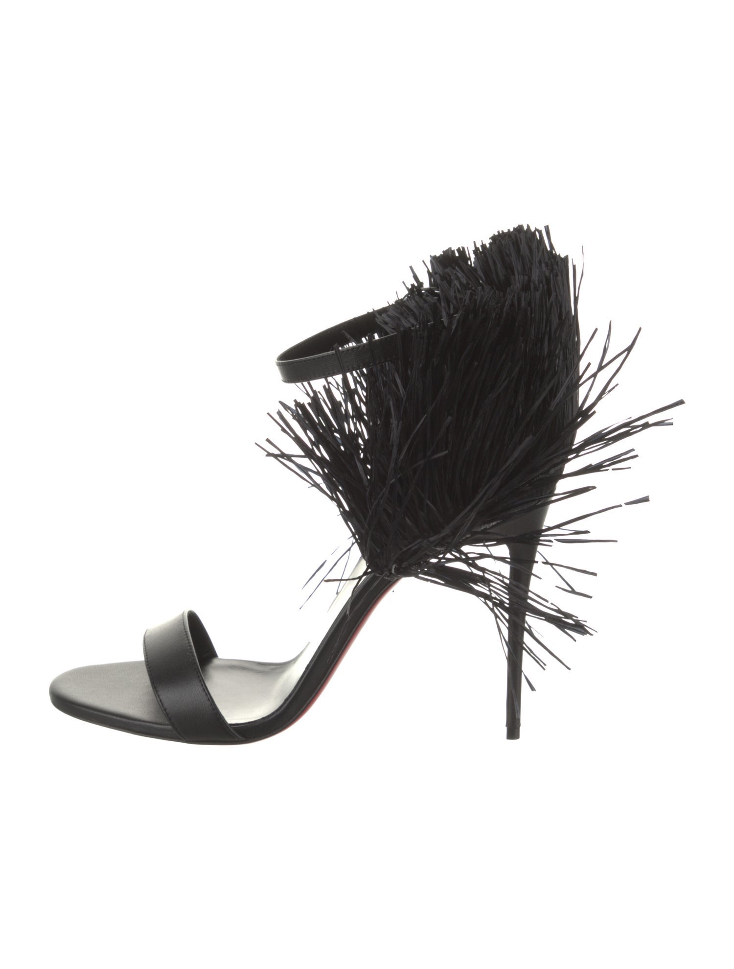 Christian Louboutin Leather Fringe Trim Accent Sandals