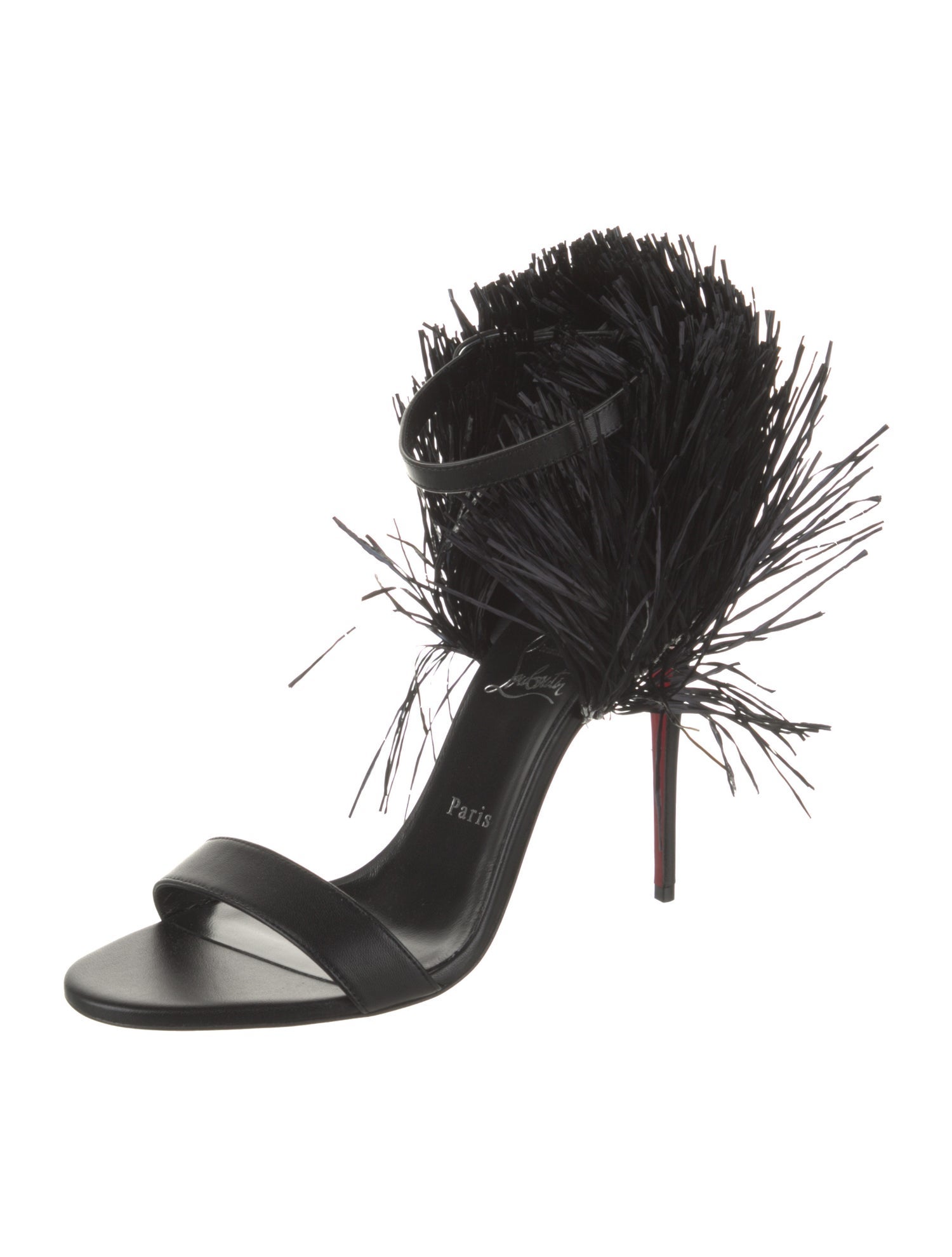 Christian Louboutin Leather Fringe Trim Accent Sandals