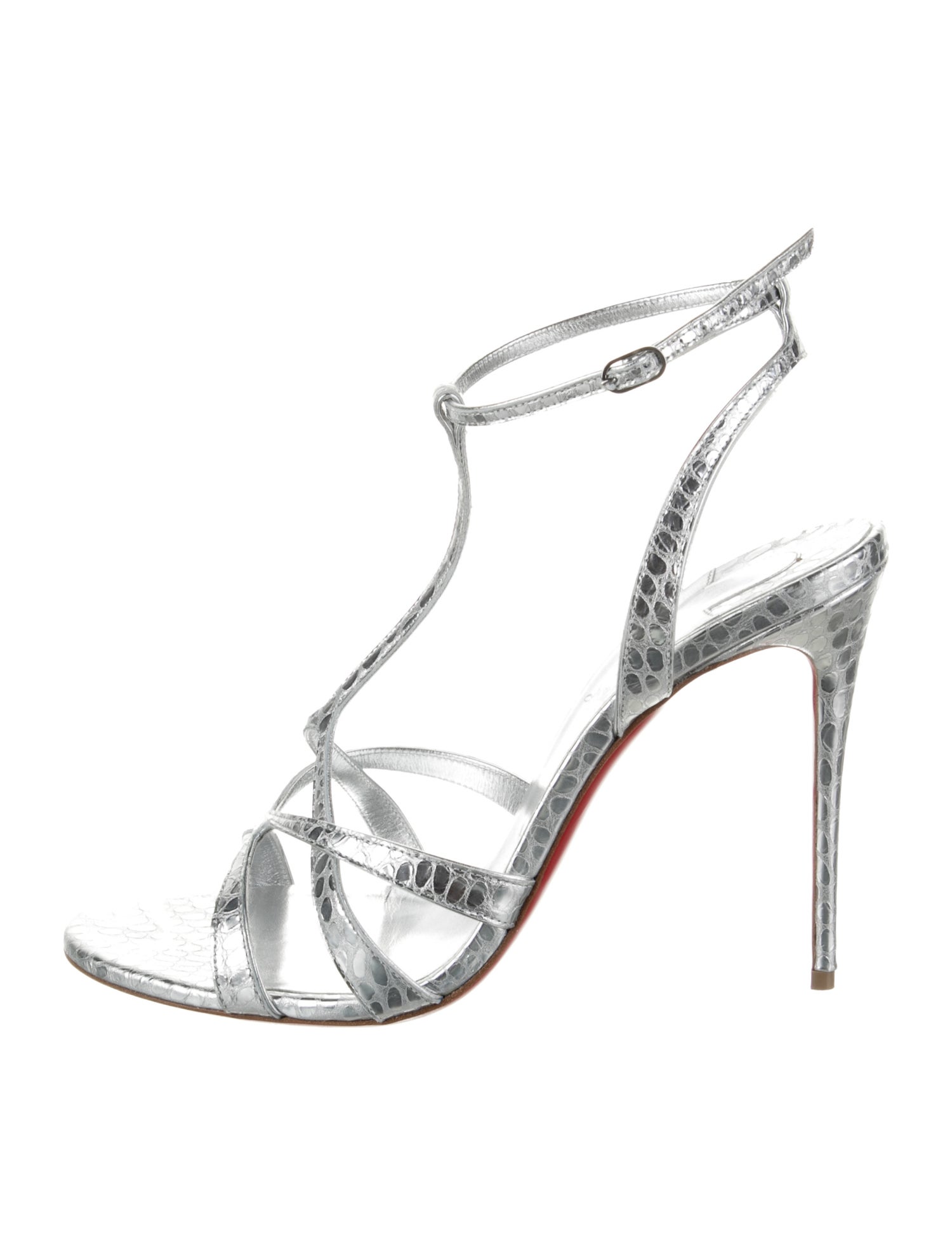 Christian Louboutin Embossed Leather T-Strap Sandals