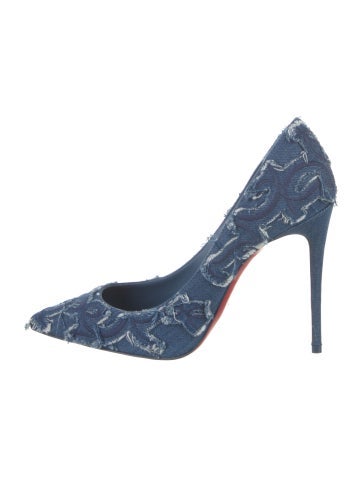 Pre-owned Christian Louboutin Denim Patterned Pumps In Multi