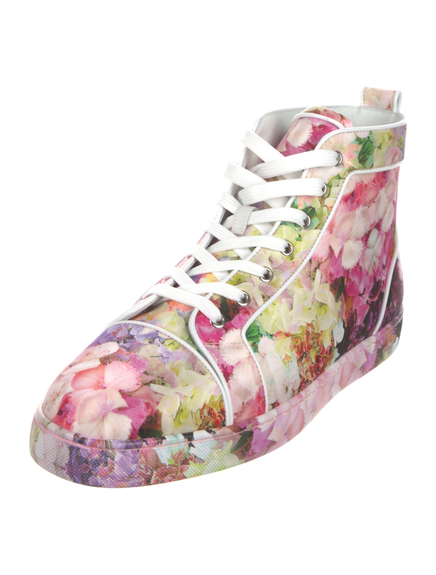 Christian Louboutin Satin Floral Print Sneakers