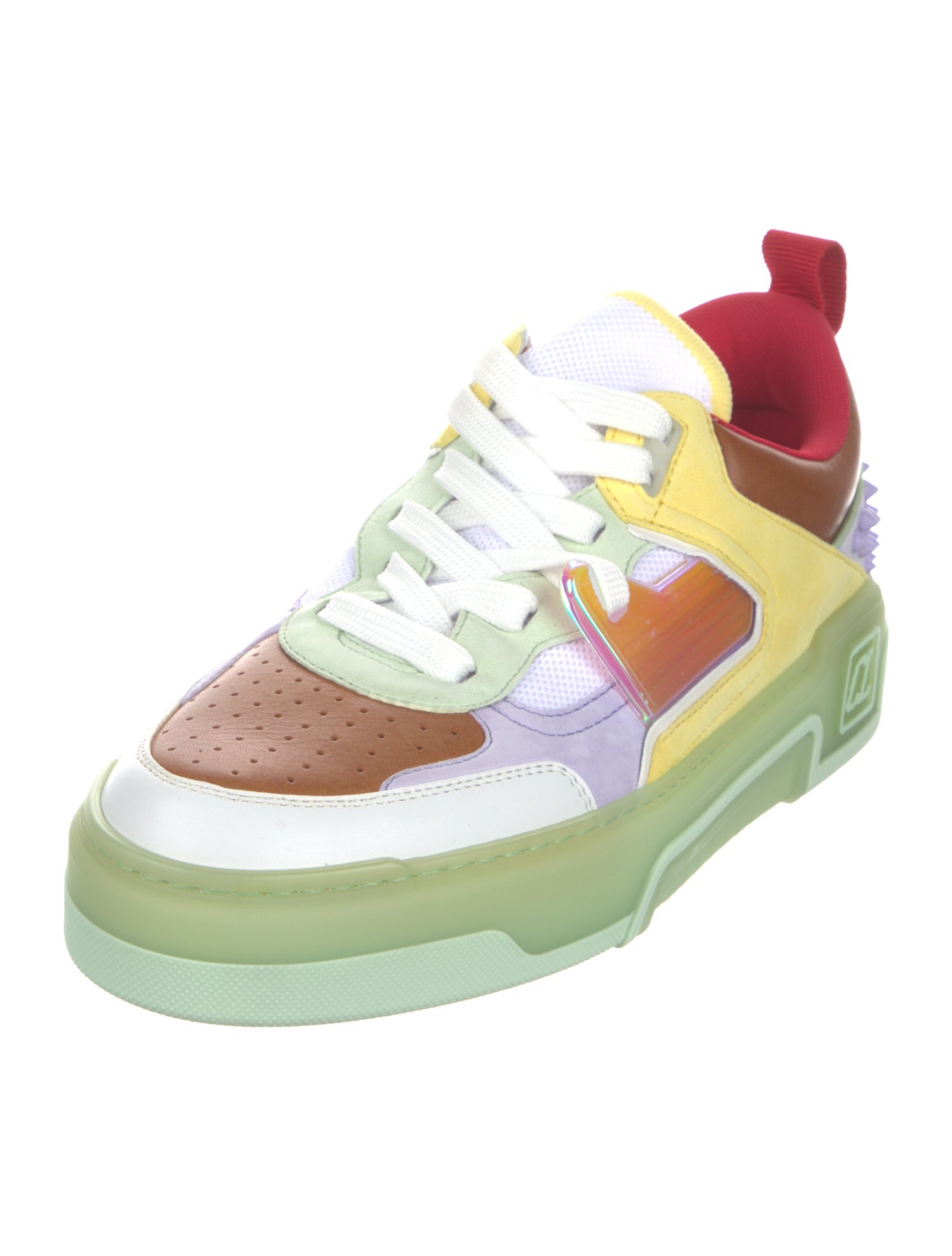 Christian Louboutin Suede Colorblock Pattern Sneakers