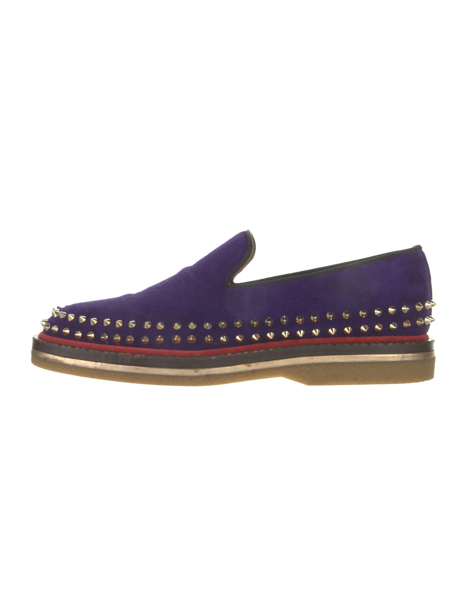 Christian Louboutin Spike Accents Suede Loafers