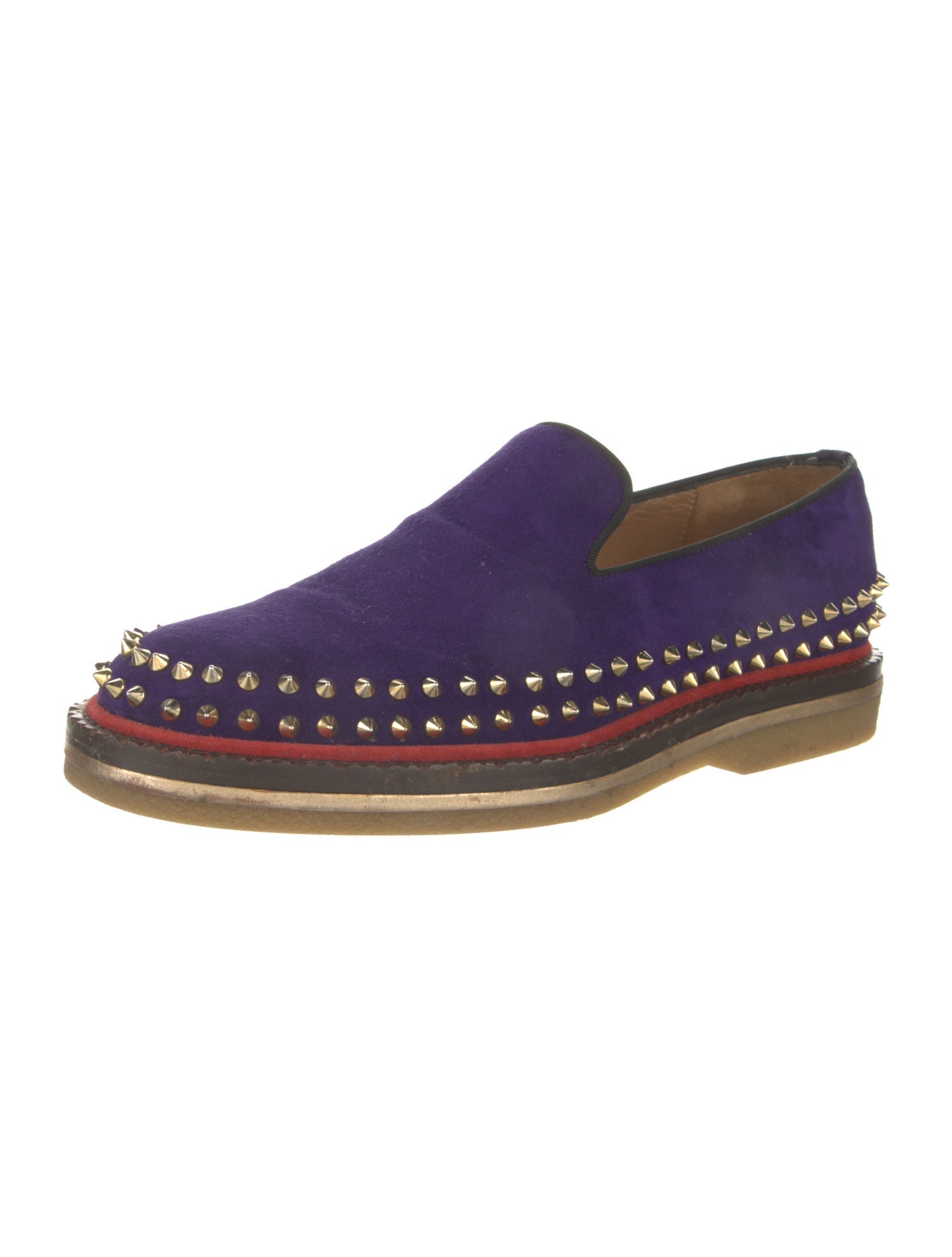 Christian Louboutin Spike Accents Suede Loafers
